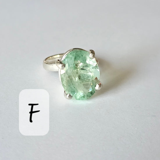 Fluorite Prong Rings - Solid Sterling Silver