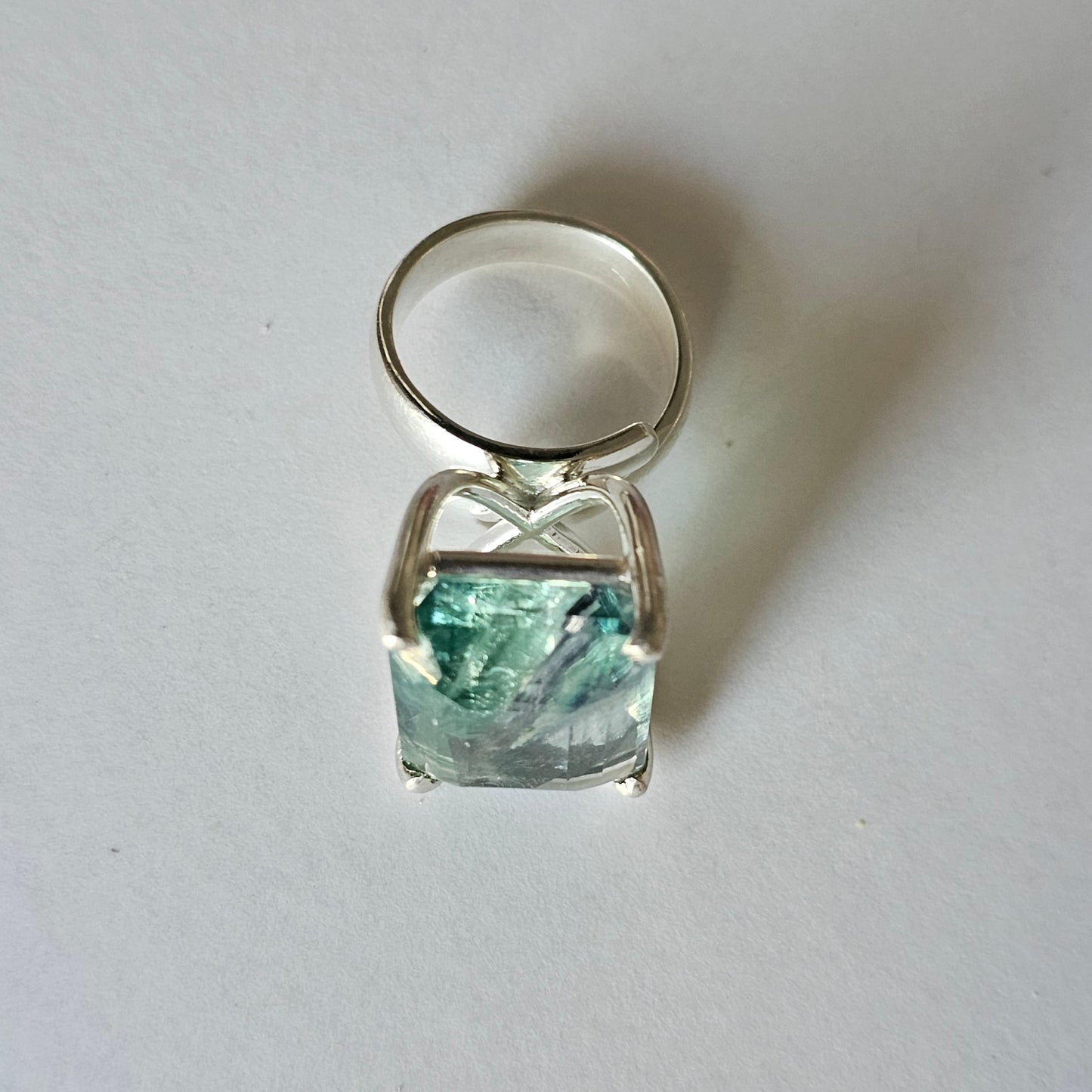 Fluorite Prong Rings - Solid Sterling Silver