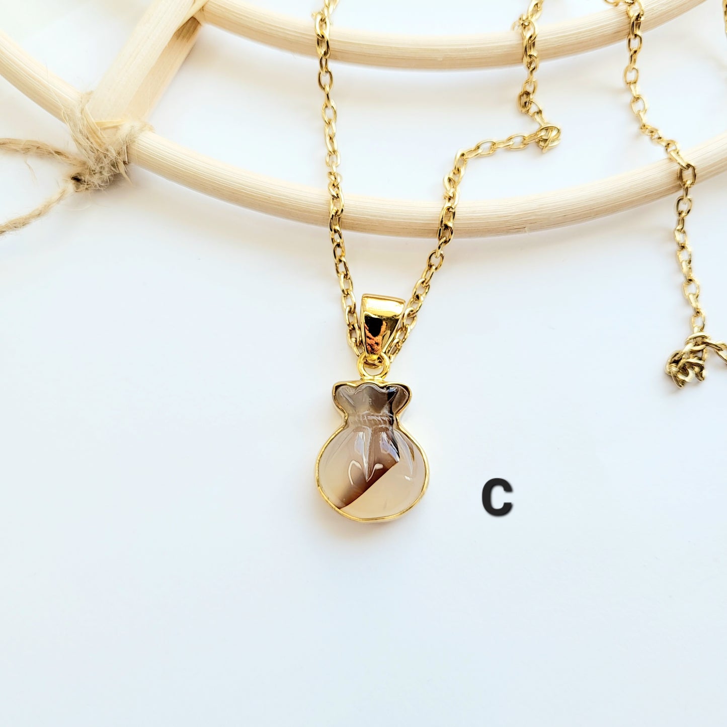 Agate Money Bag Feng Shui Ring & Pendant - Alchemia