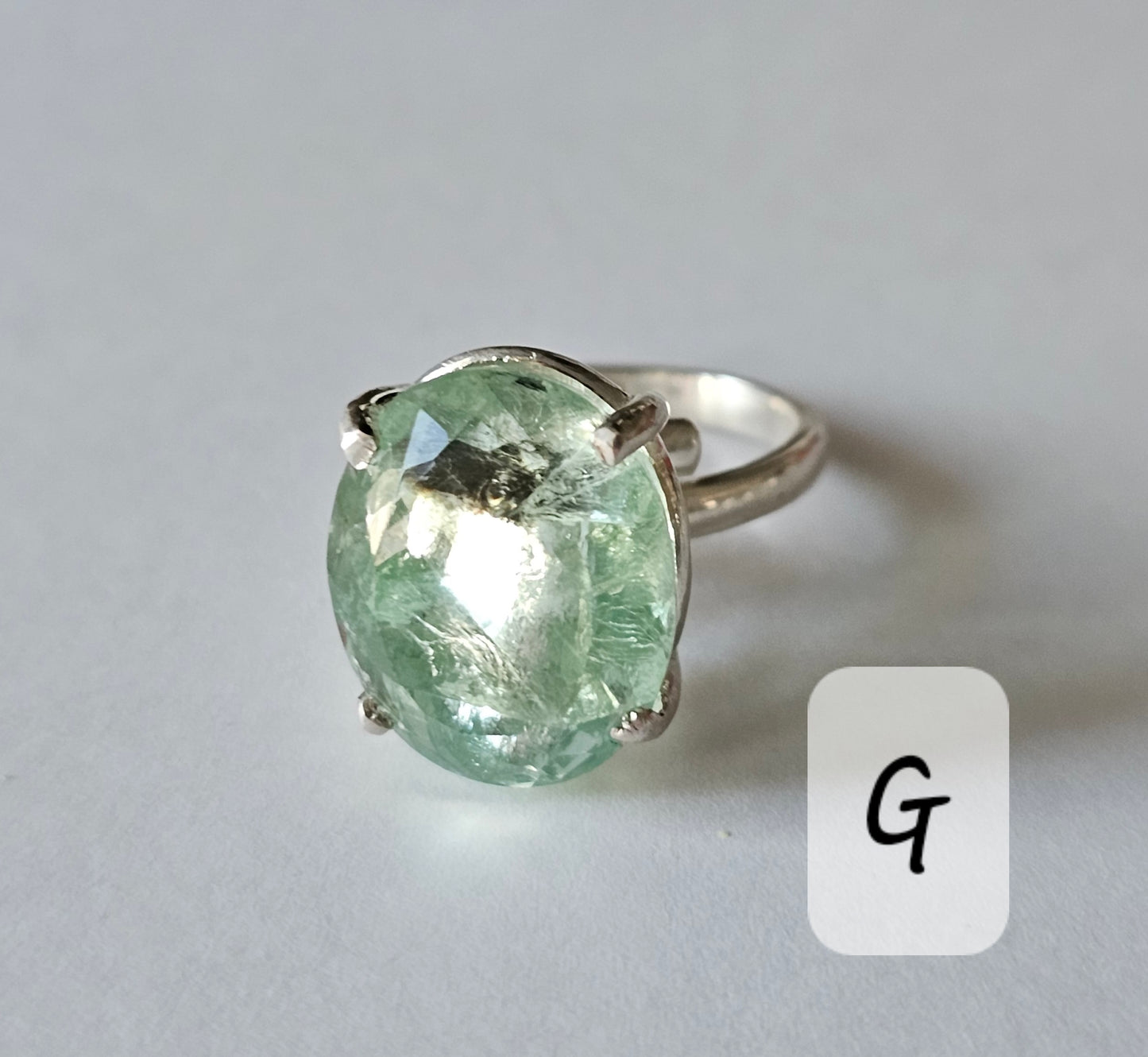 Fluorite Prong Rings - Solid Sterling Silver