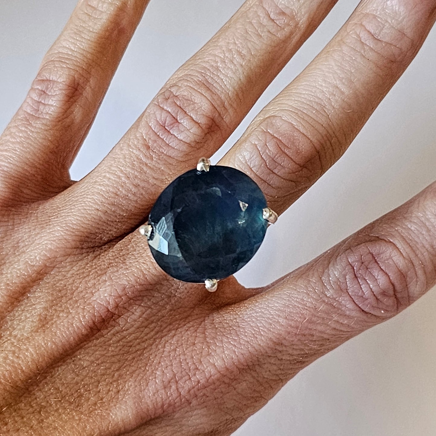 Fluorite Prong Rings - Solid Sterling Silver