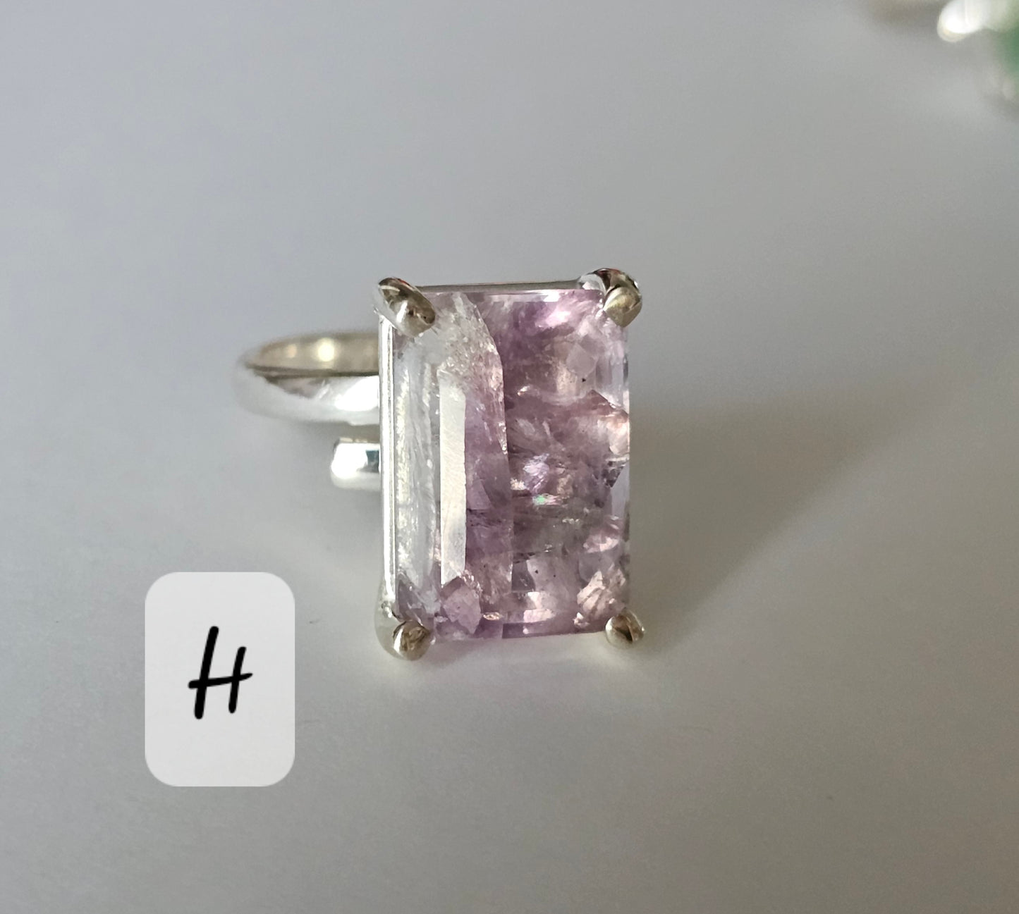 Fluorite Prong Rings - Solid Sterling Silver