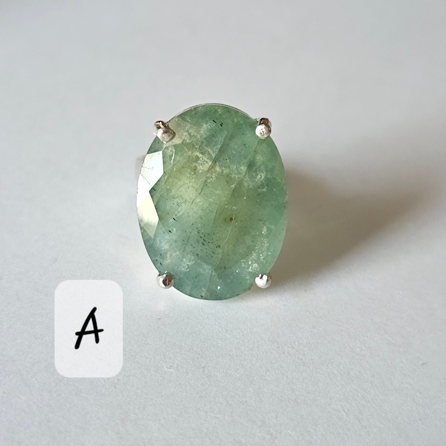 Fluorite Prong Rings - Solid Sterling Silver