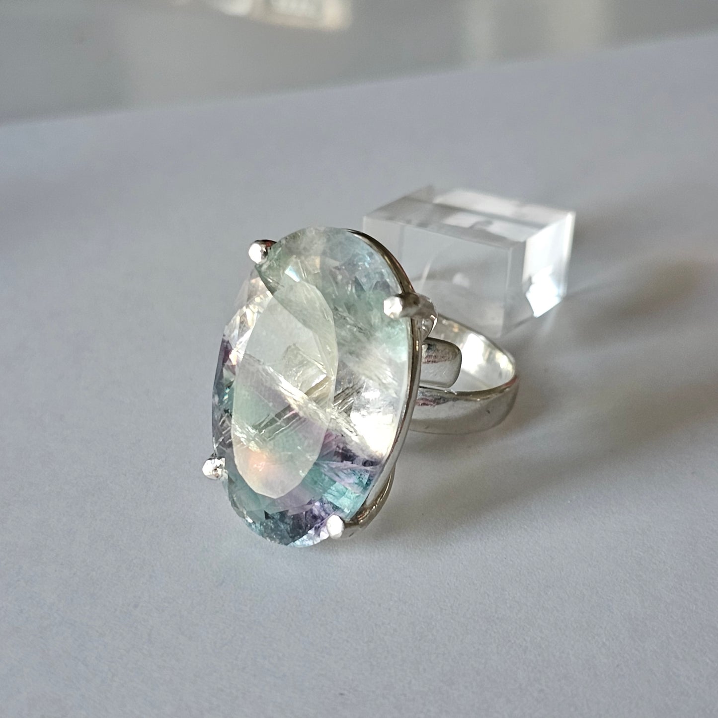 Fluorite Prong Rings - Solid Sterling Silver