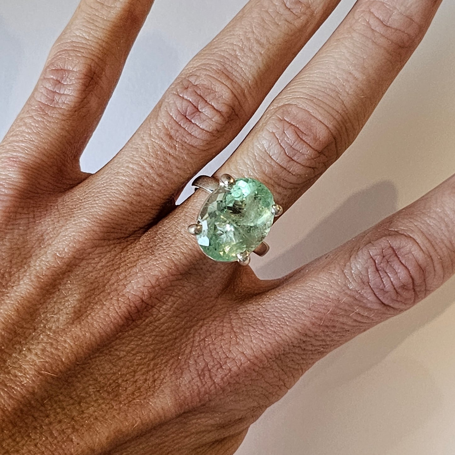Fluorite Prong Rings - Solid Sterling Silver