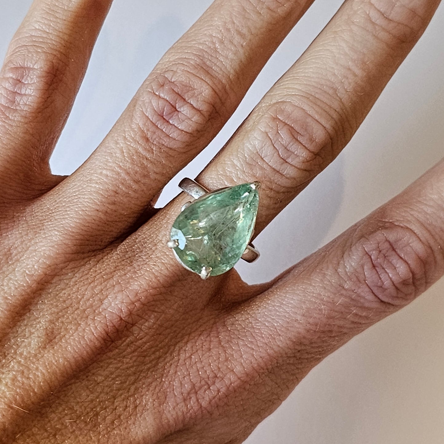 Fluorite Prong Rings - Solid Sterling Silver