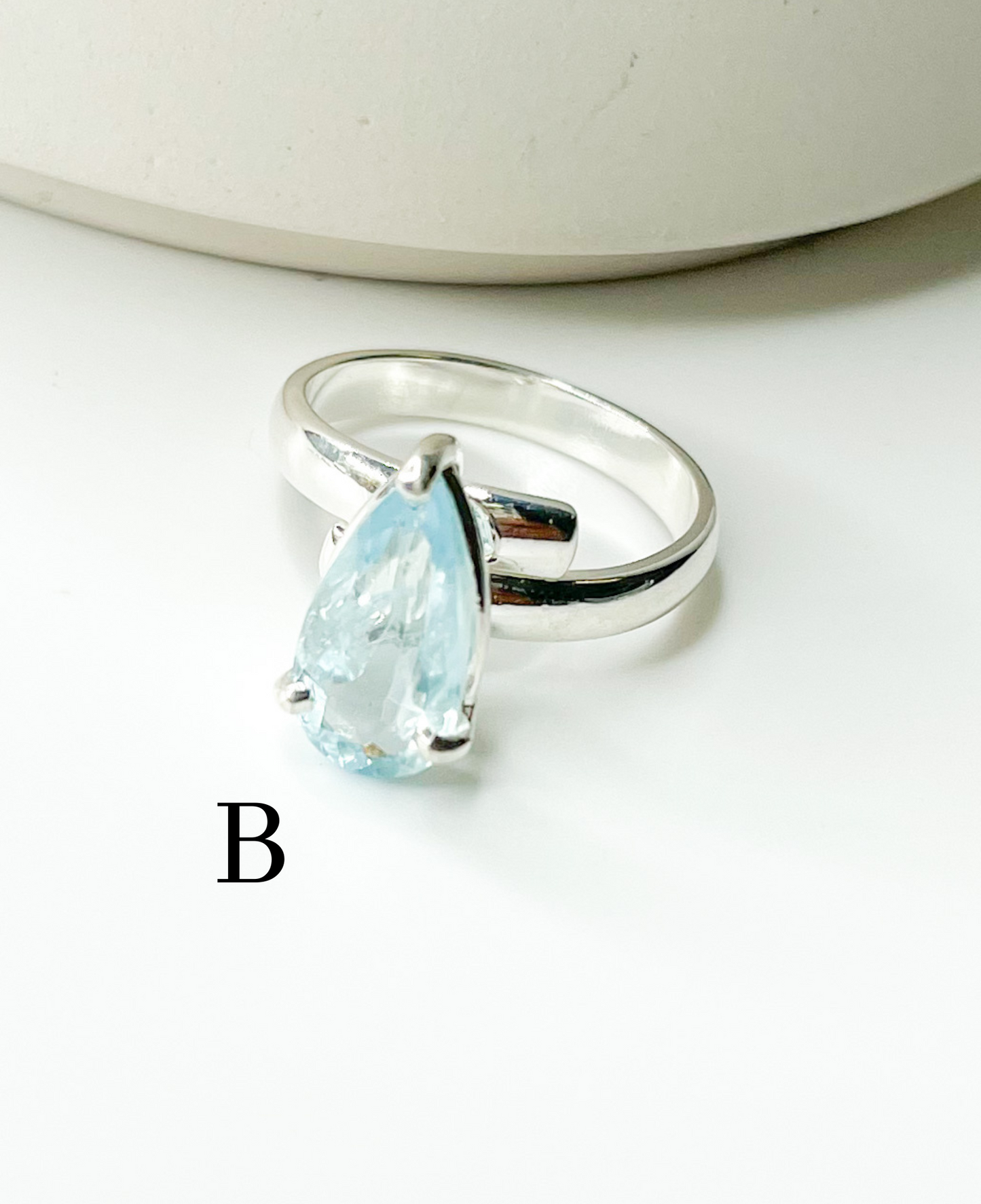 Certified Blue Aquamarine Prong Ring-Solid Sterling Silver
