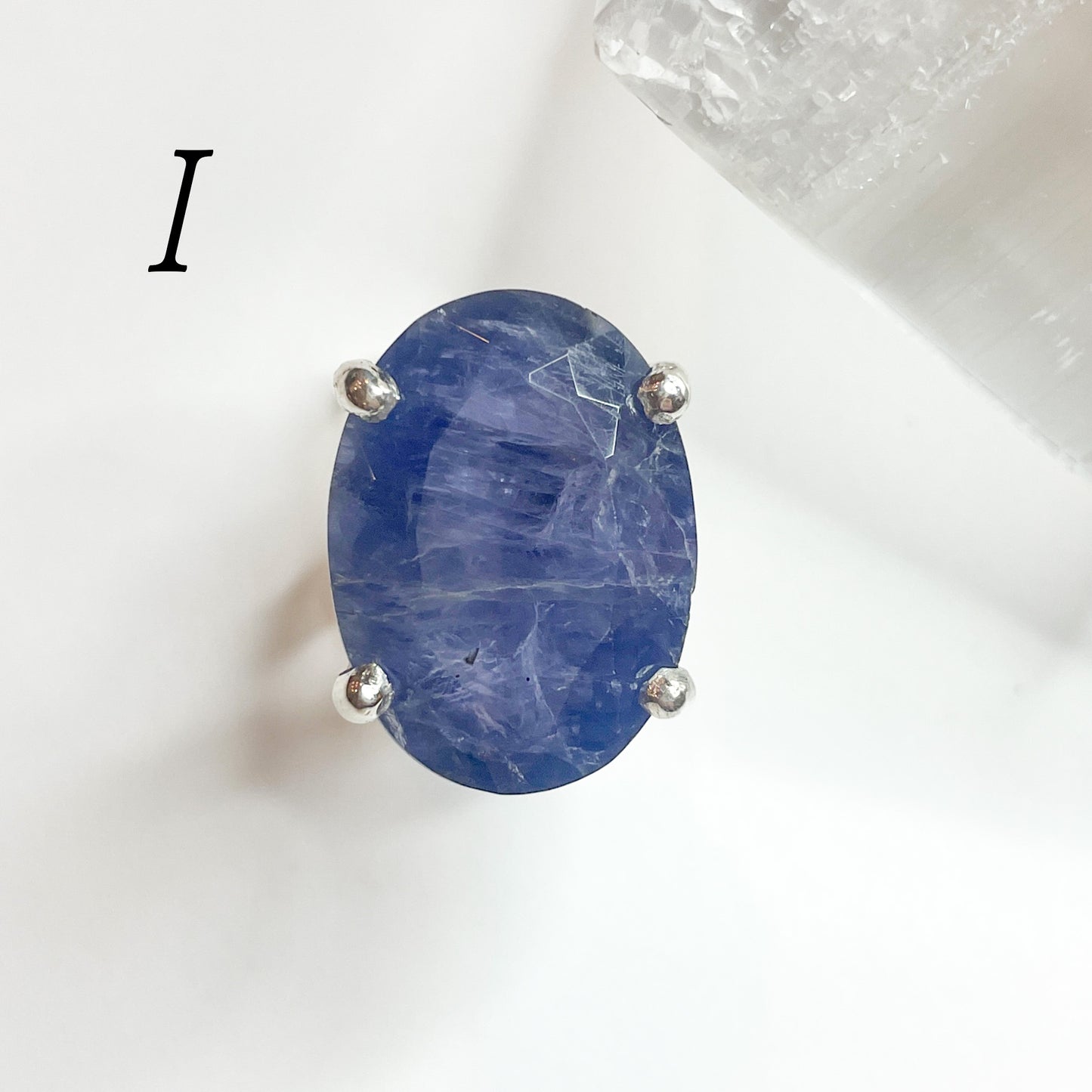 Iolite Prong Ring - Solid Sterling Silver
