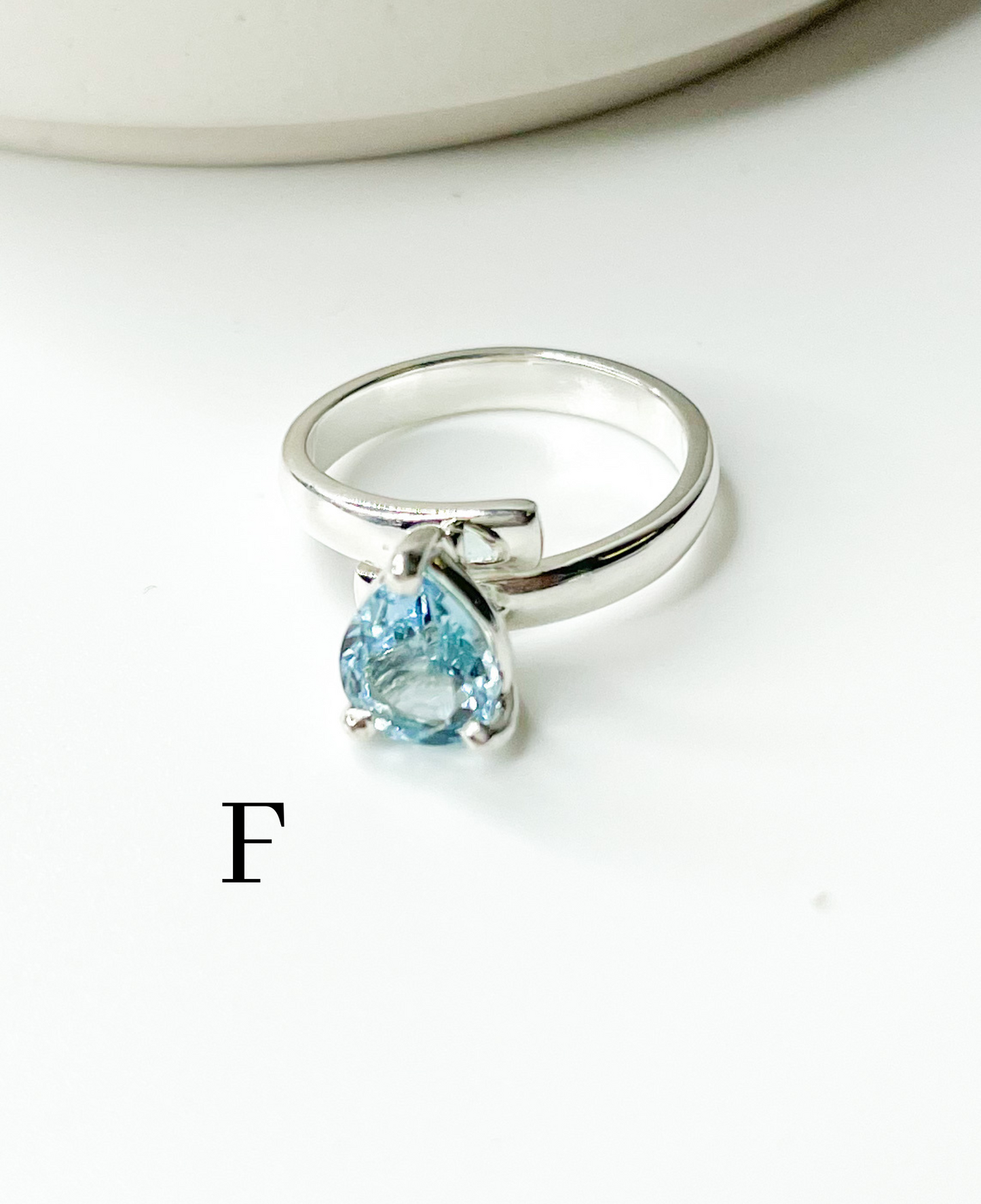 Certified Blue Aquamarine Prong Ring-Solid Sterling Silver