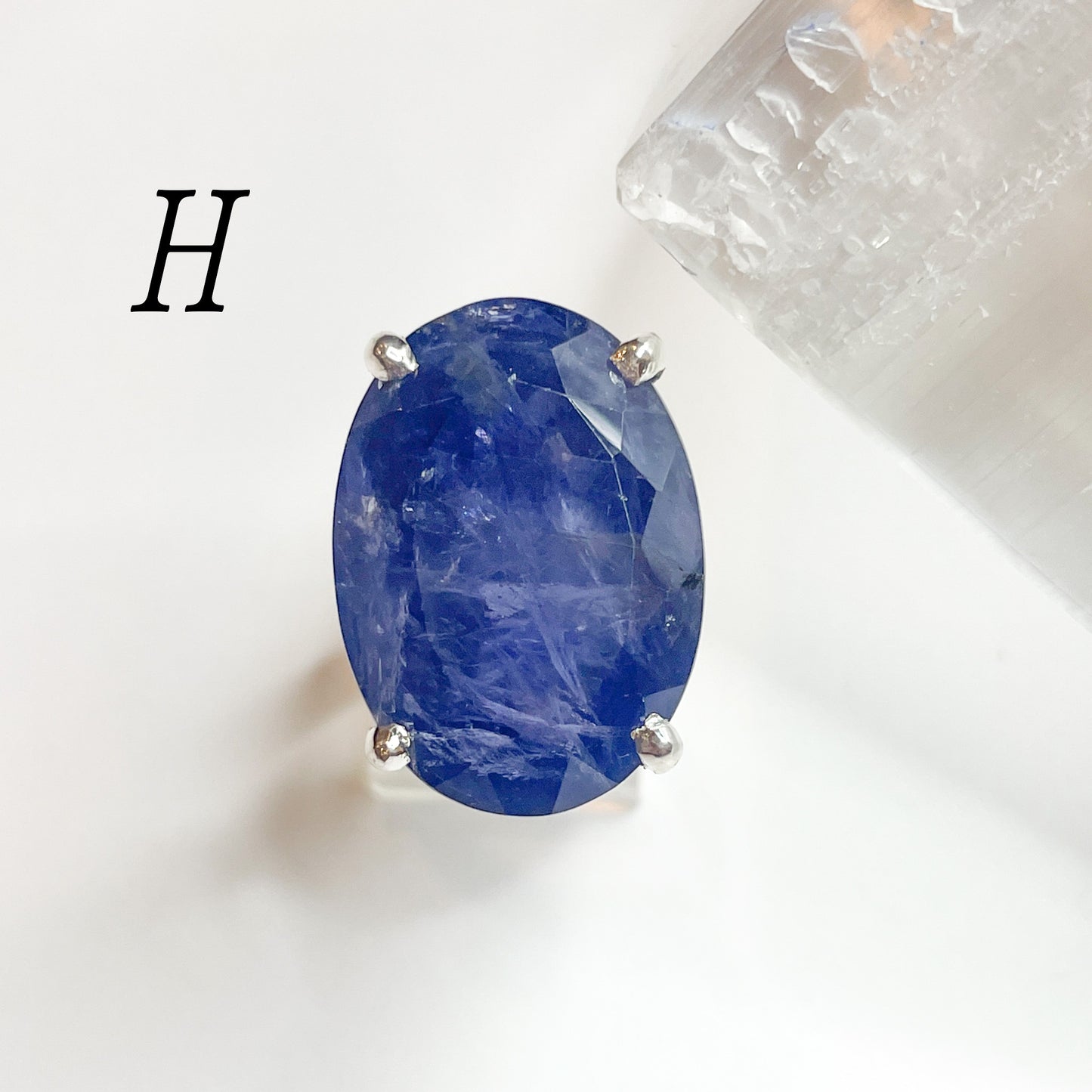 Iolite Prong Ring - Solid Sterling Silver