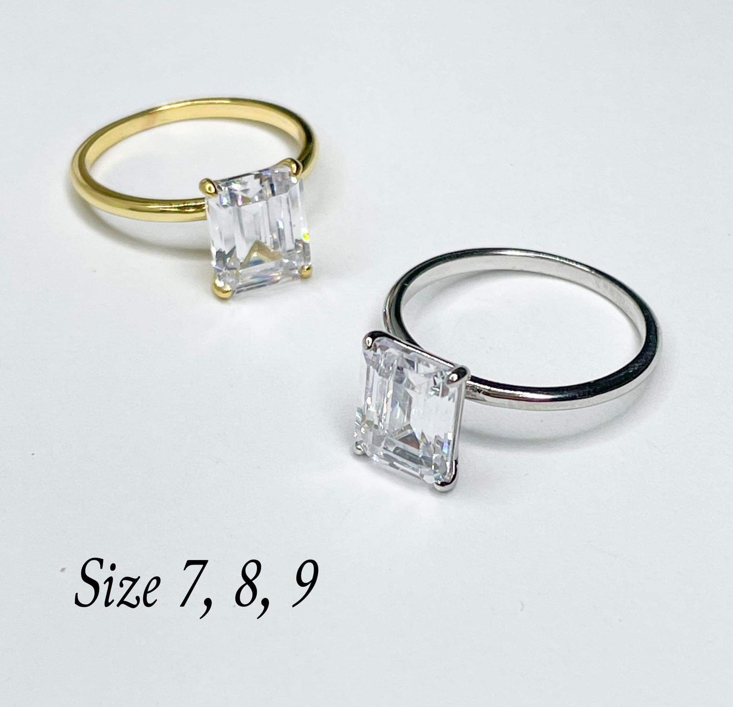 Sleek CZ Prong Sized Ring - Solid Sterling Silver