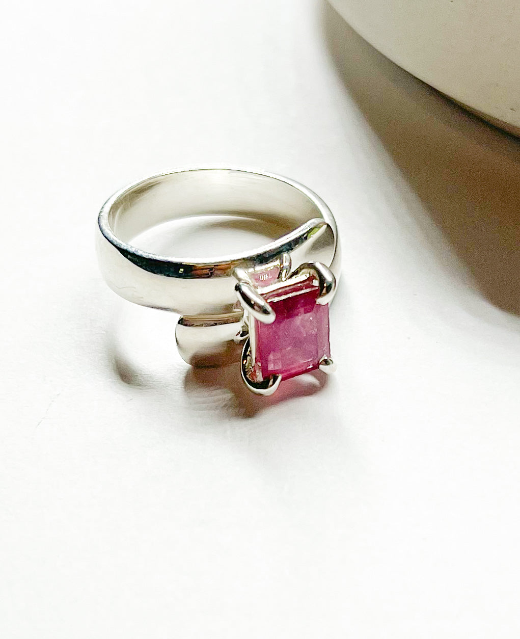 Natural Ruby Prong Ring - Solid Sterling SIlver