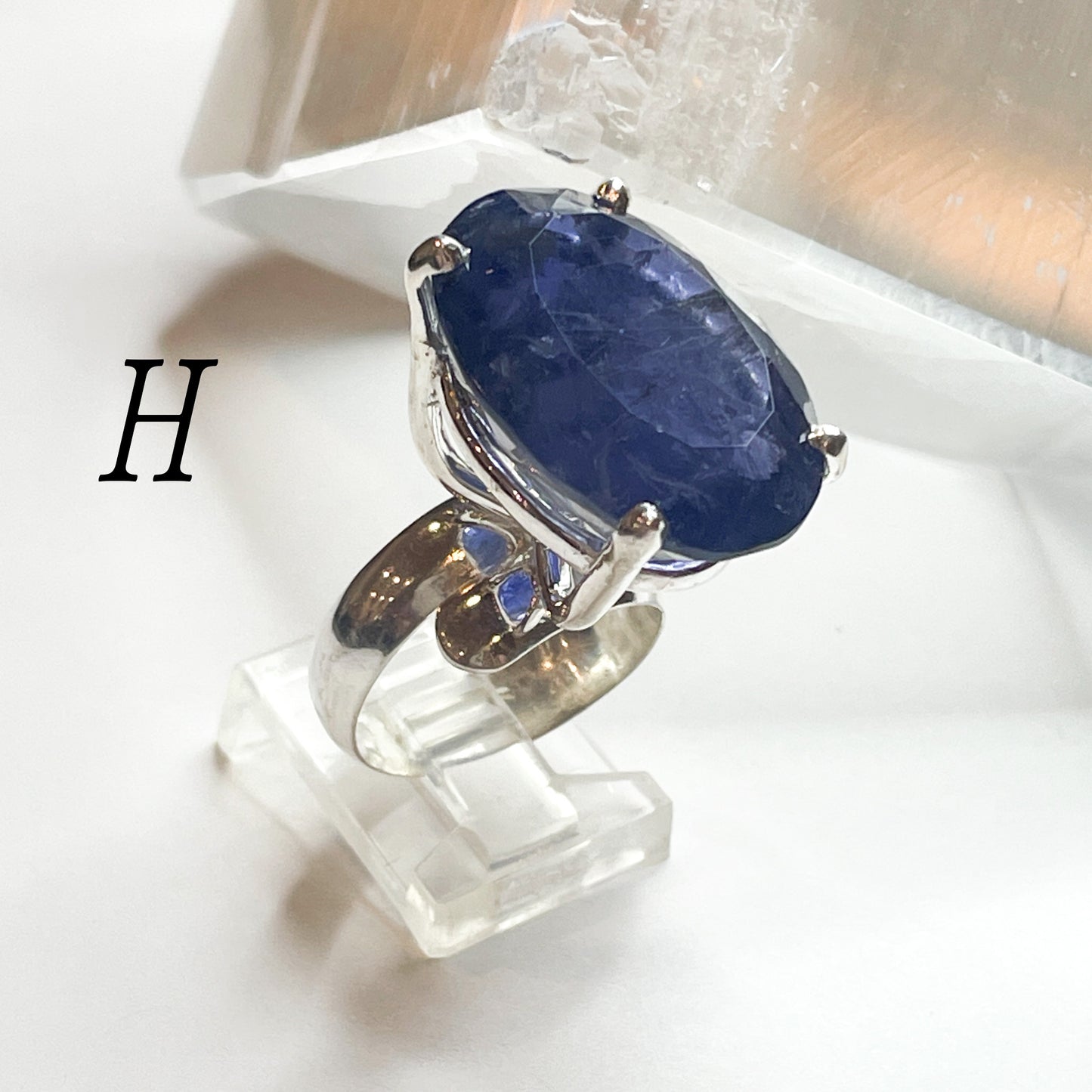 Iolite Prong Ring - Solid Sterling Silver