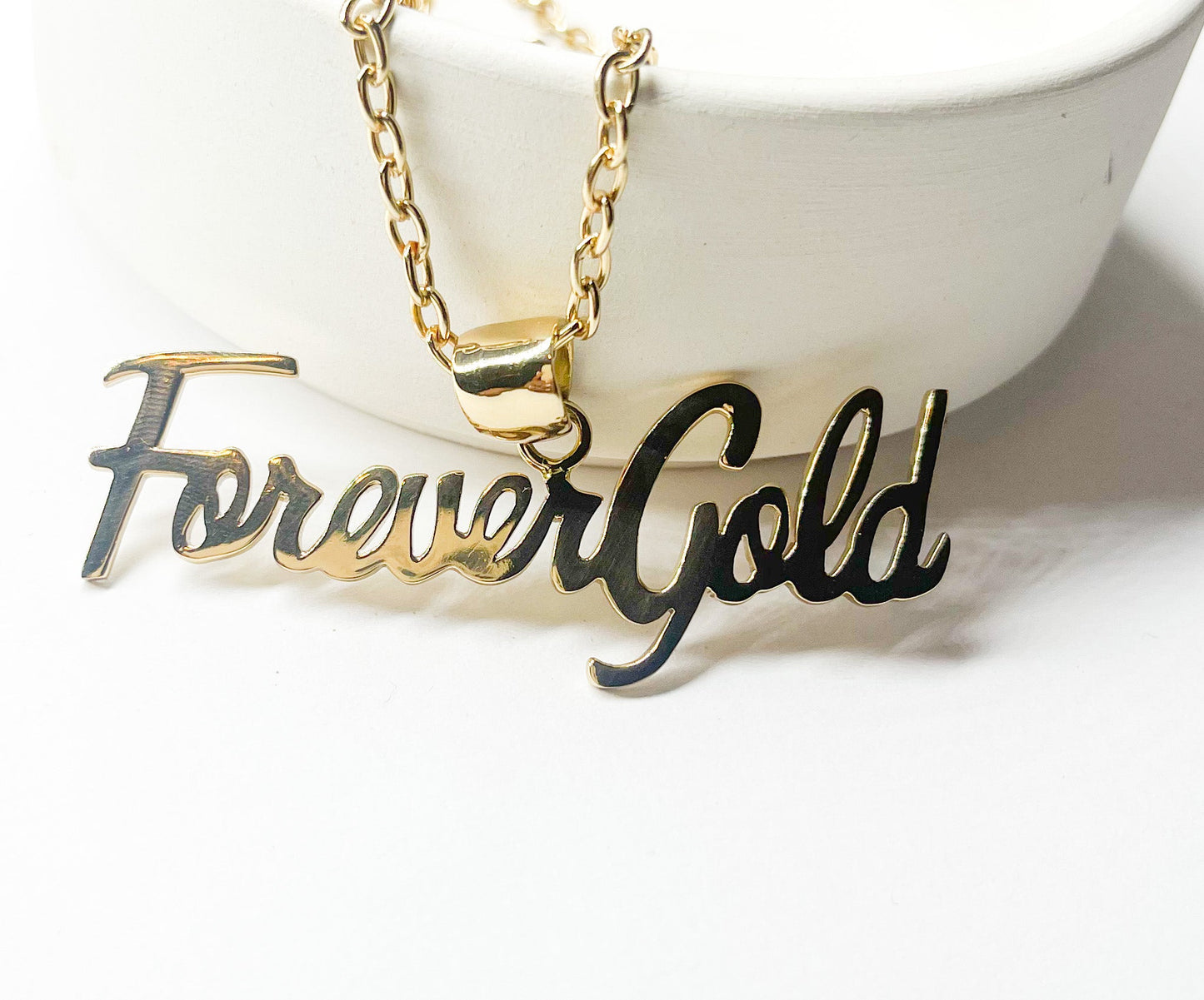 Forever Gold Word Pendant - Alchemia