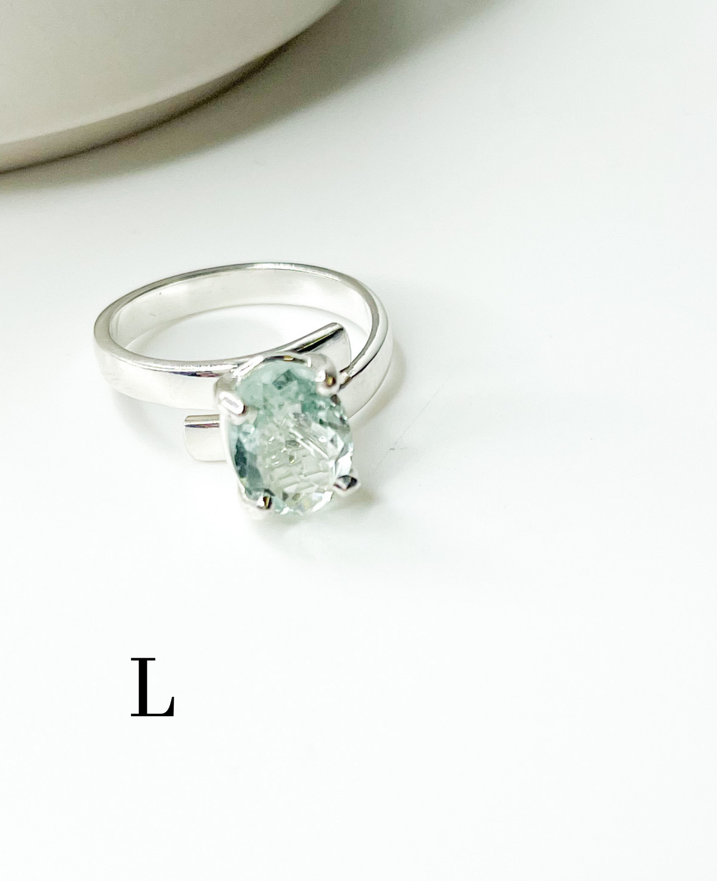 Certified Blue Aquamarine Prong Ring-Solid Sterling Silver