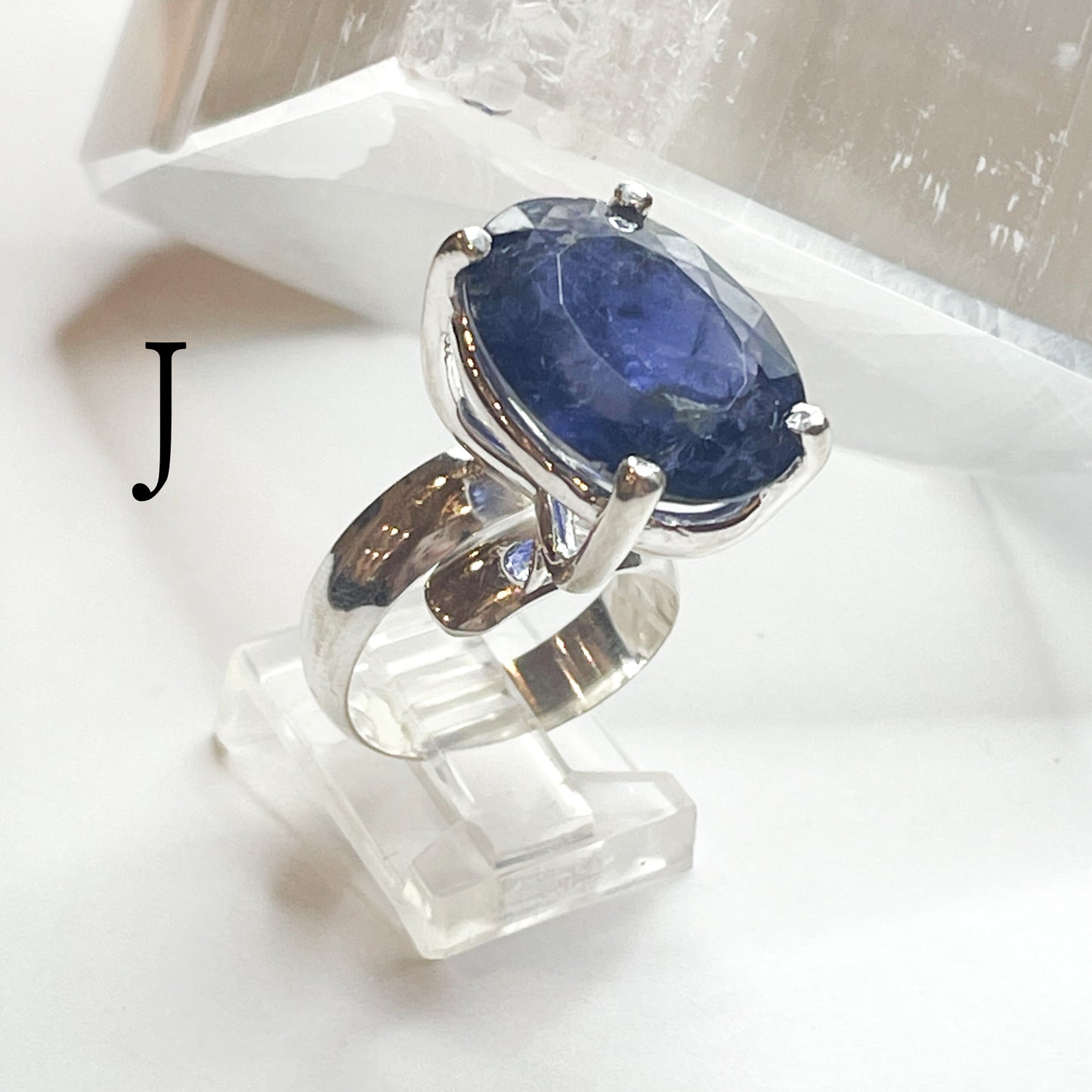 Iolite Prong Ring - Solid Sterling Silver