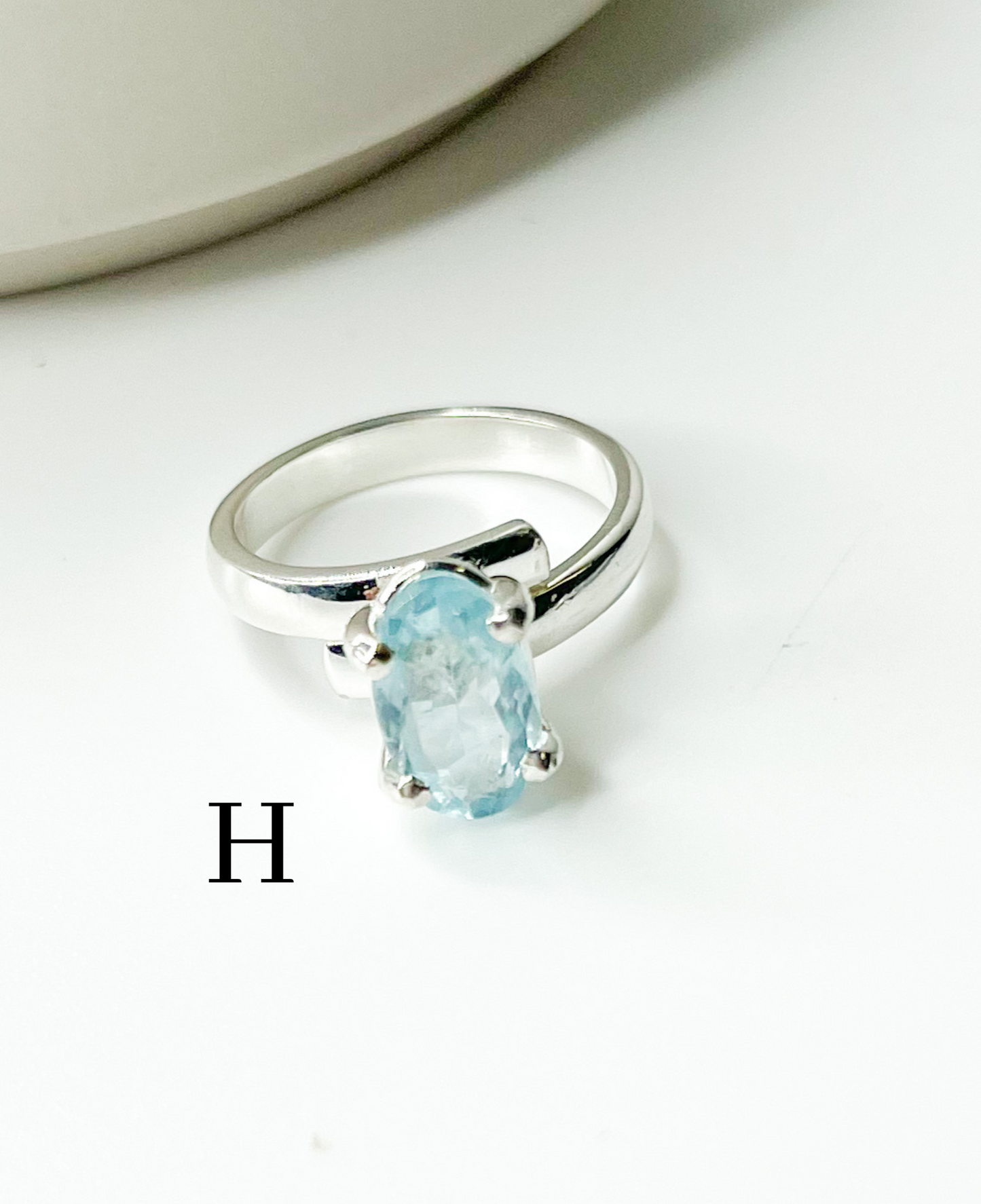 Certified Blue Aquamarine Prong Ring-Solid Sterling Silver