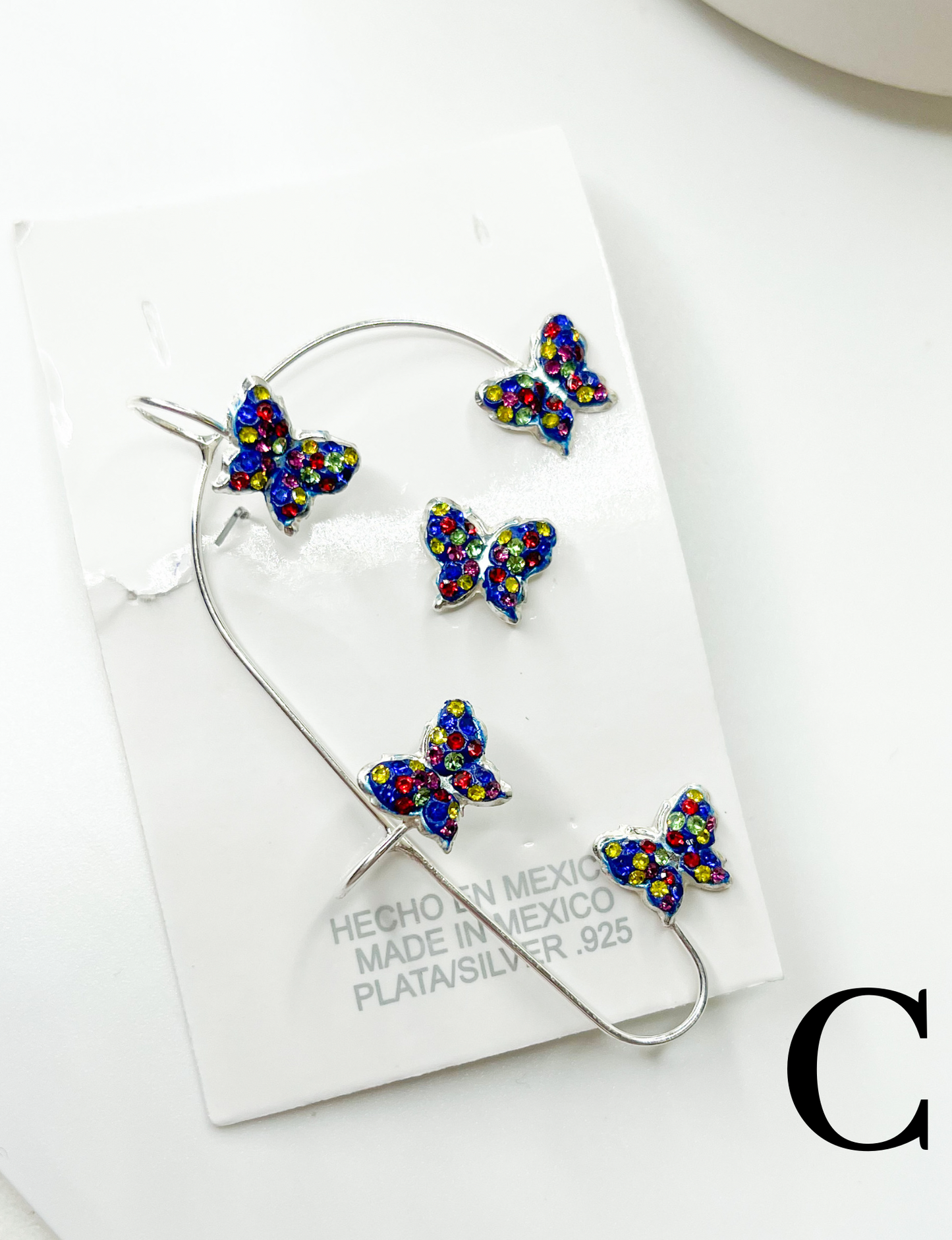 Butterfly Mosaic Ear Cuff - Solid Sterling Silver