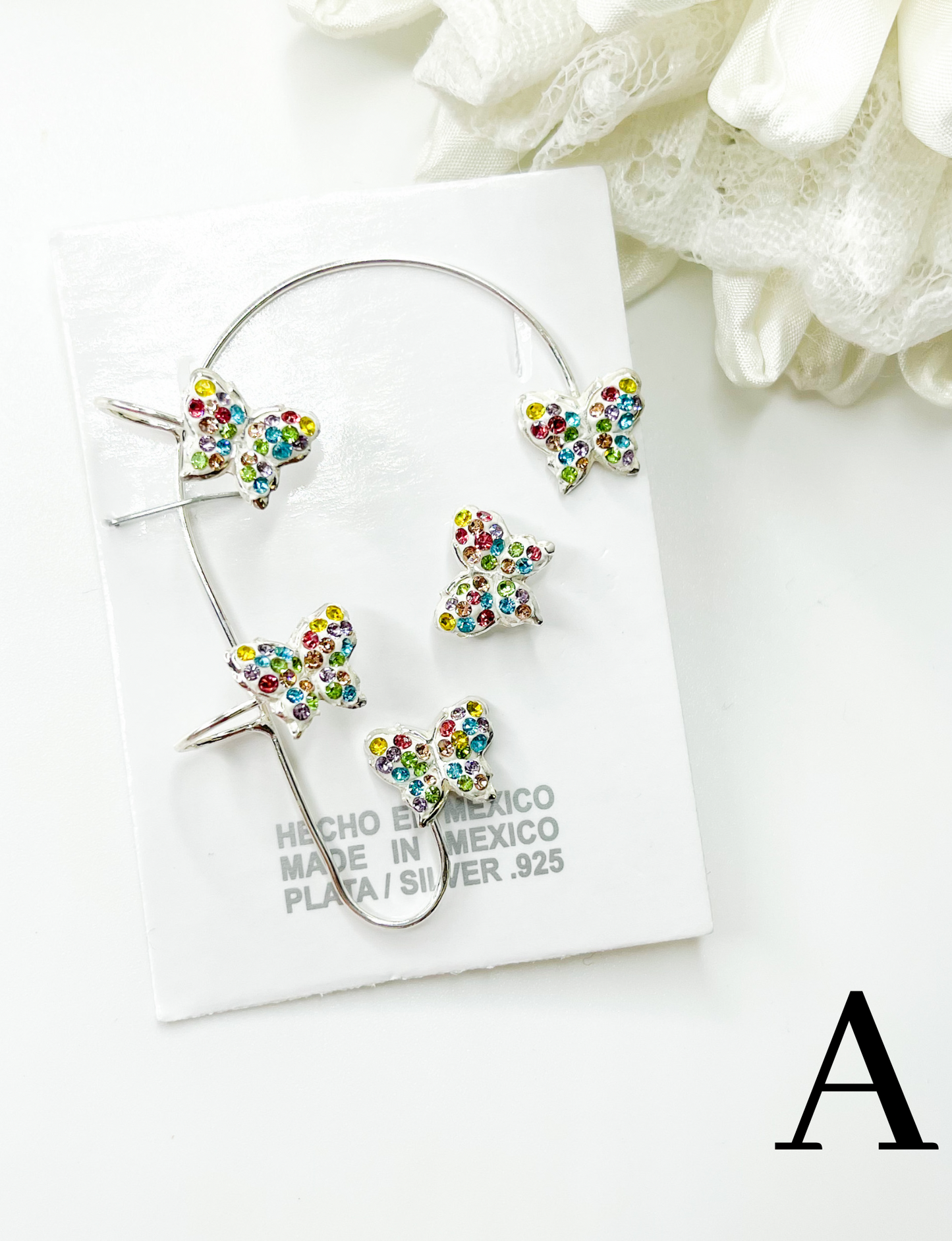 Butterfly Mosaic Ear Cuff - Solid Sterling Silver