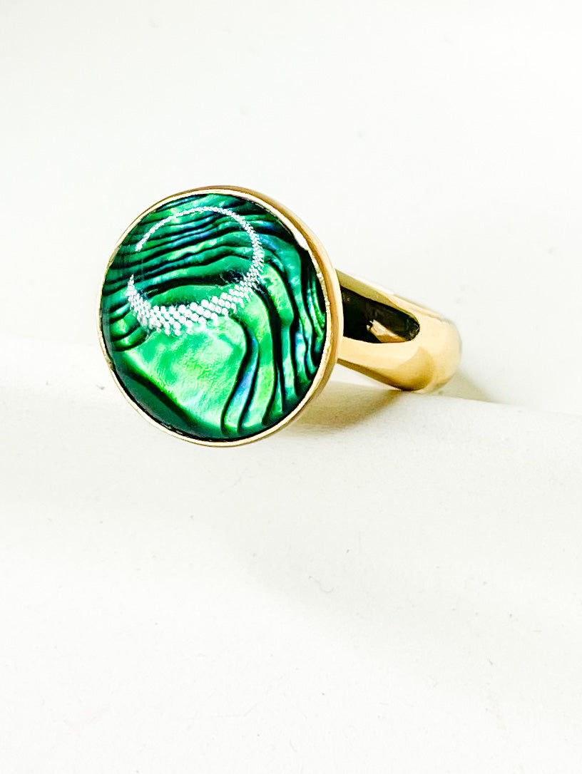 Green Abalone Polka Dot Ring - Alchemia