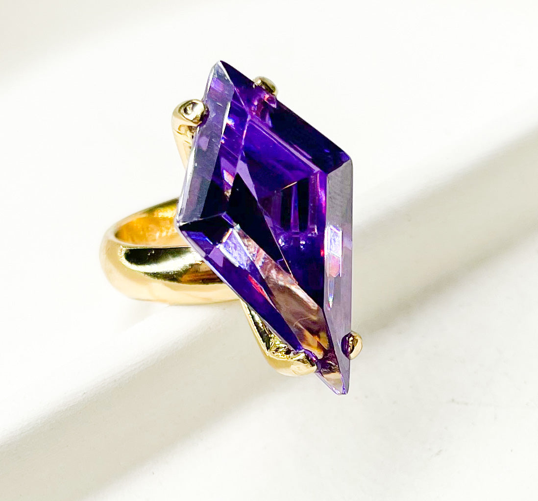 Colorful CZ Kite Prong Rings - Both Metals