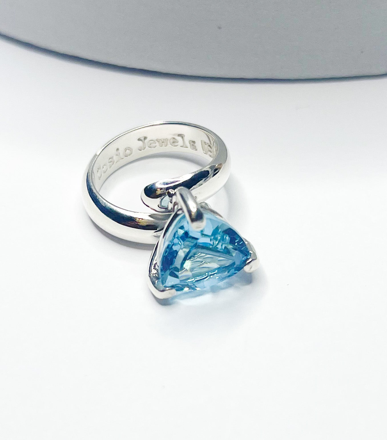 Trillion Blue Topaz Prong Ring - Solid Sterling Silver