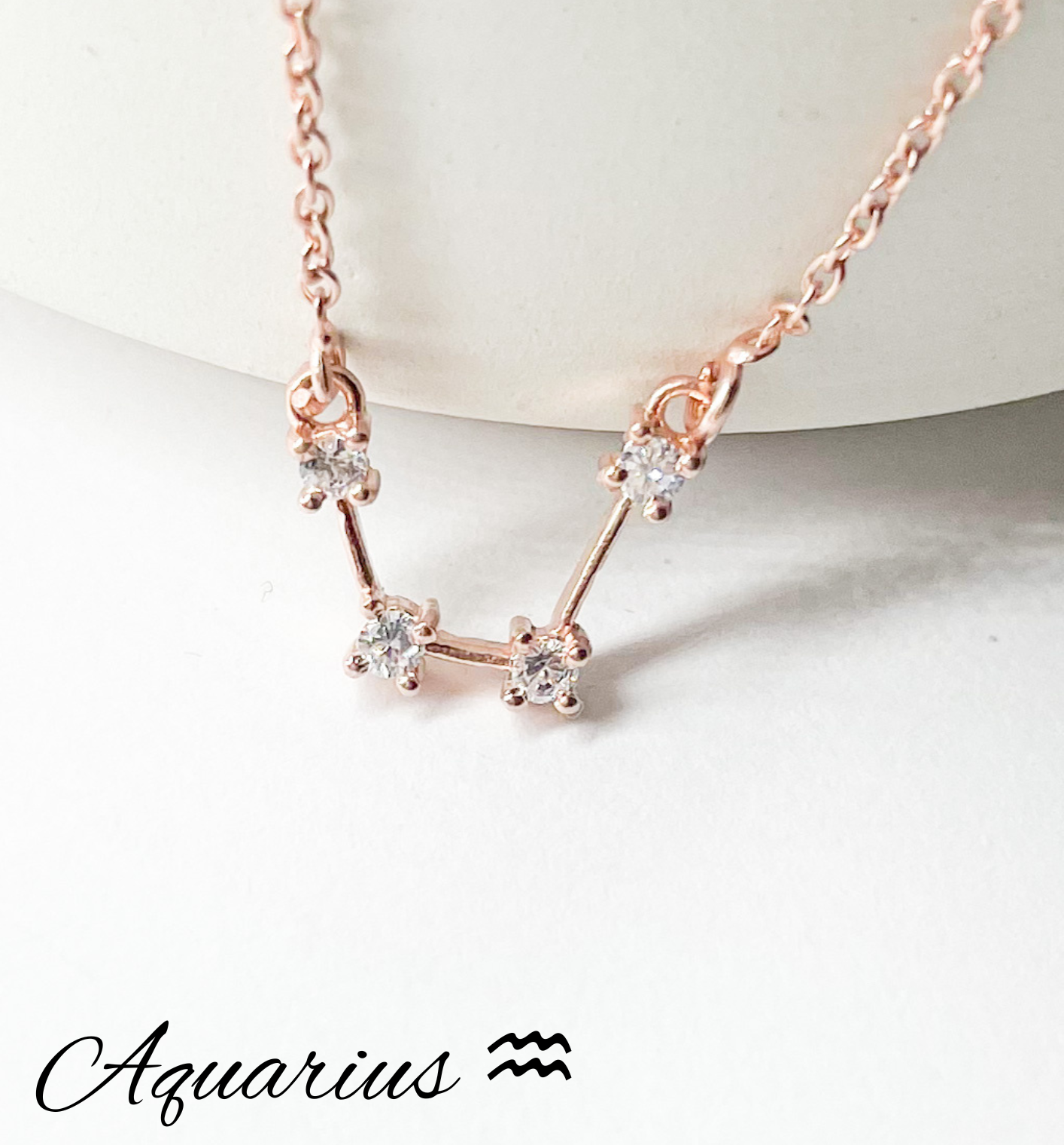 Aquarius Zodiac Necklace - Rose