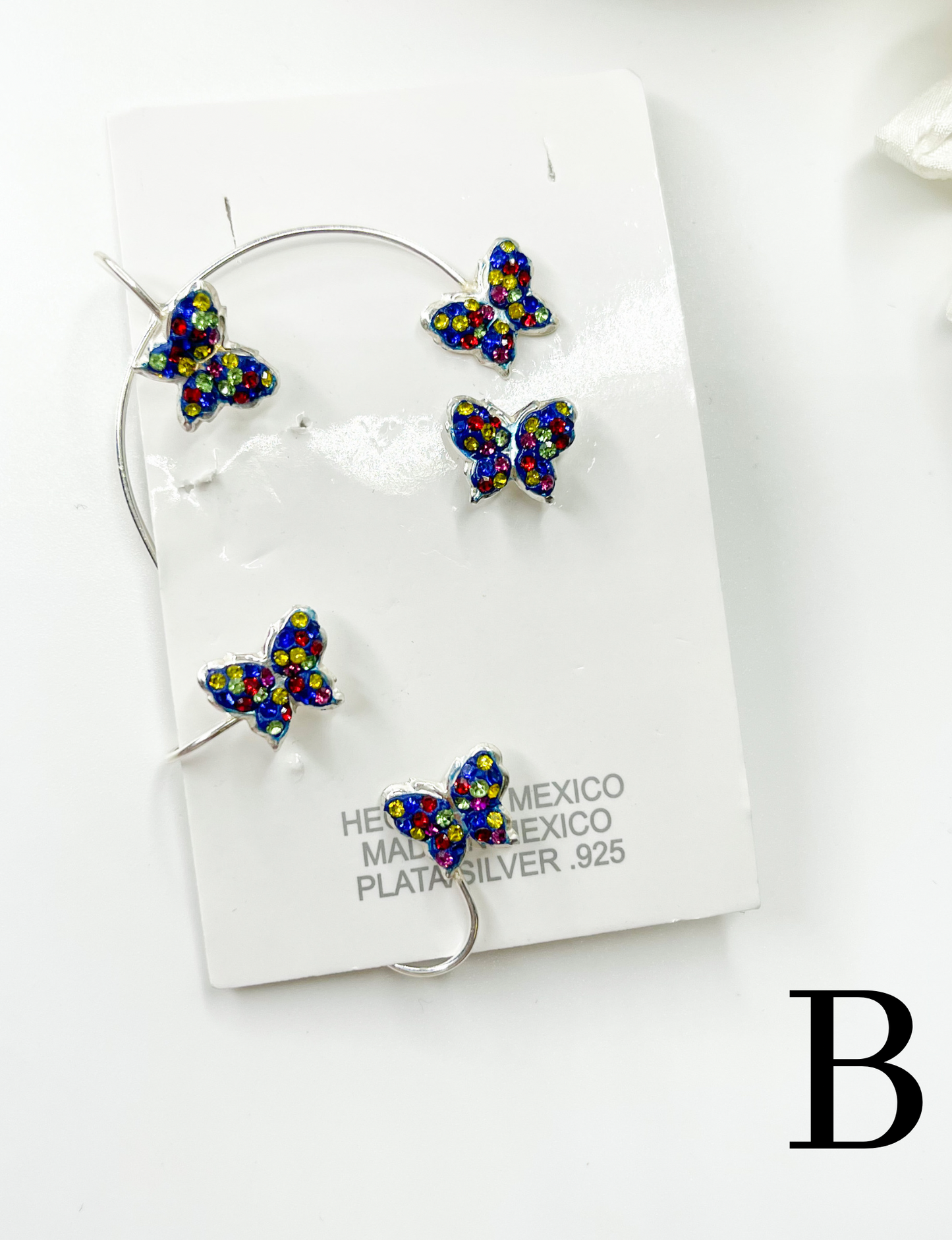 Butterfly Mosaic Ear Cuff - Solid Sterling Silver