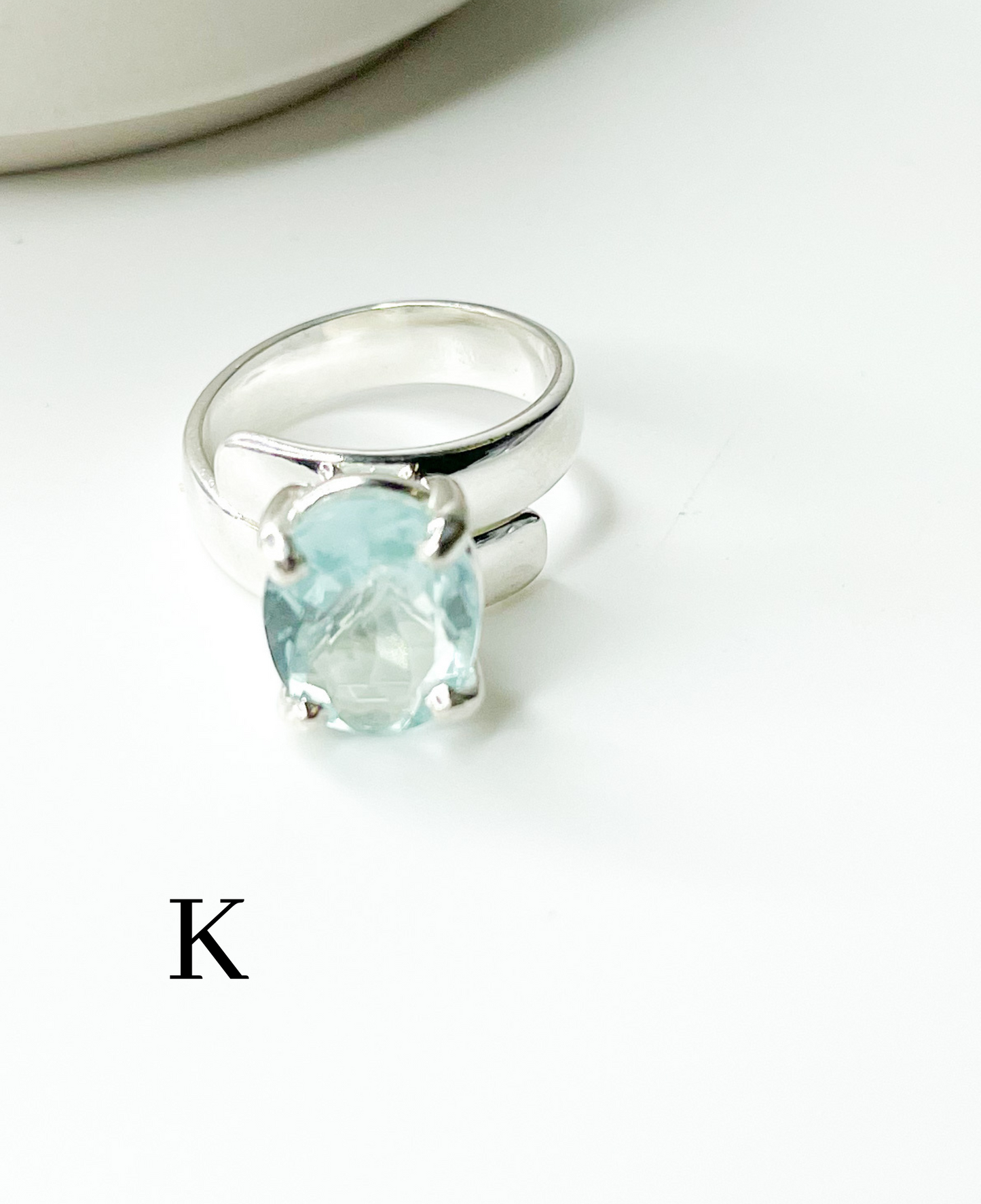 Certified Blue Aquamarine Prong Ring-Solid Sterling Silver