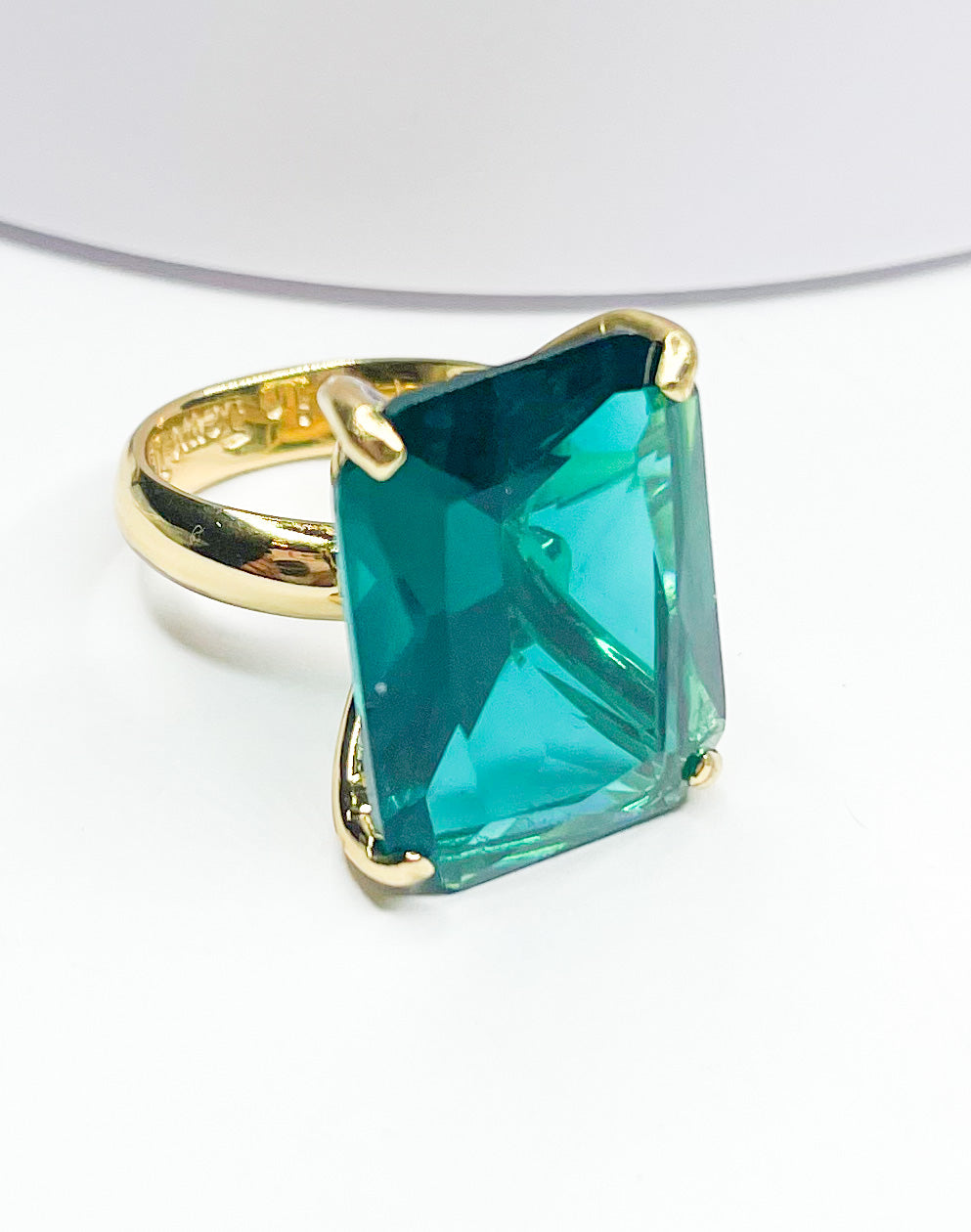 Teal Green Glass Prong Ring - Alchemia