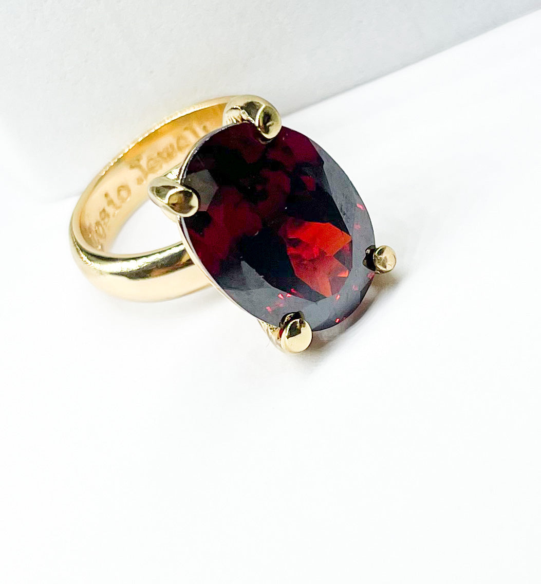Garnet Nano Glass Prong Ring - Alchemia