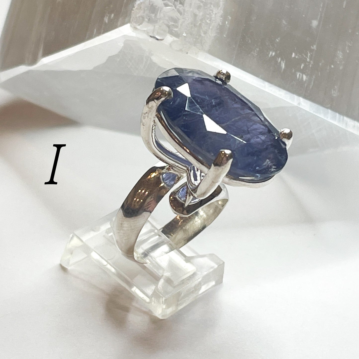 Iolite Prong Ring - Solid Sterling Silver