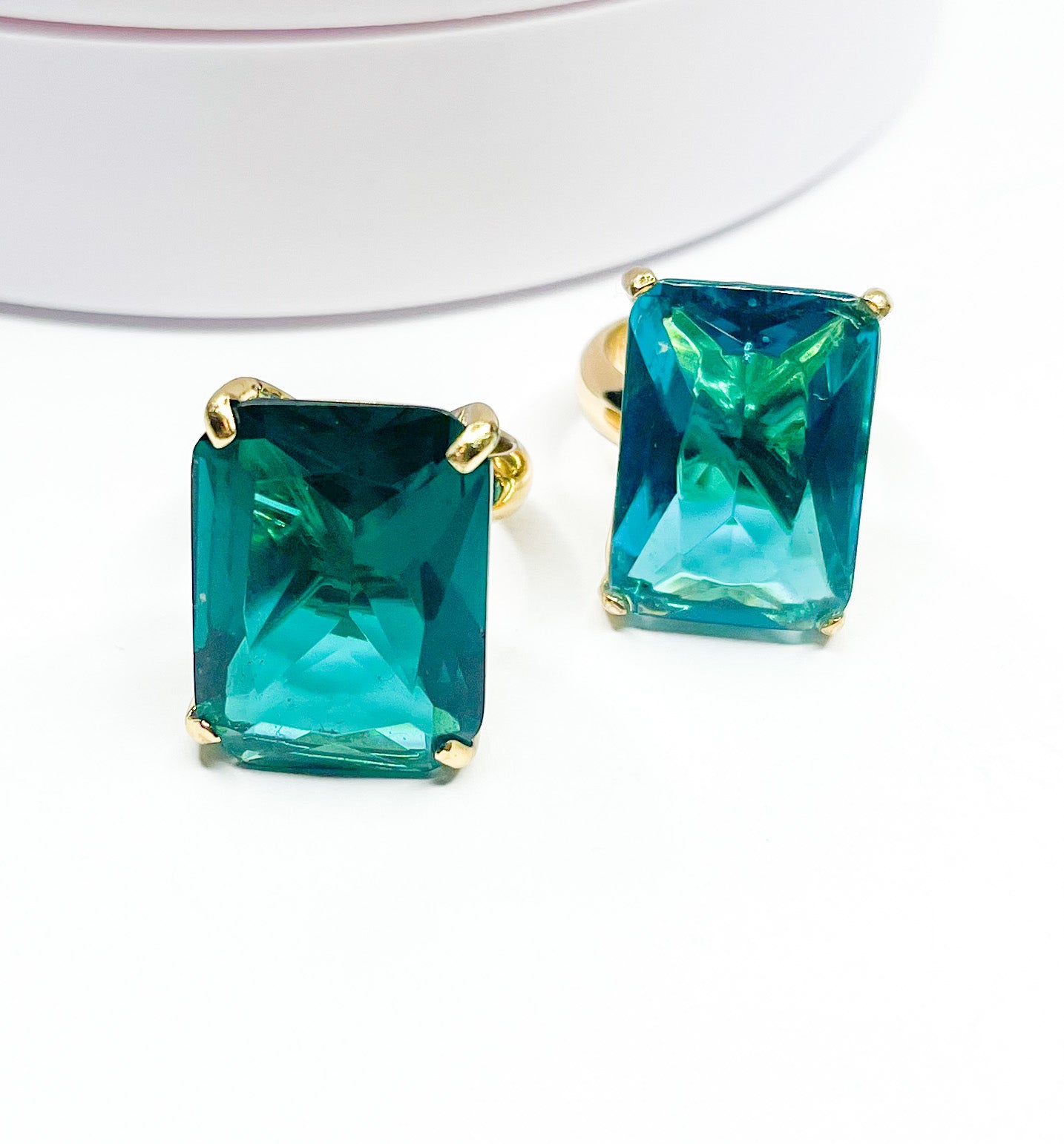 Teal Green Glass Prong Ring - Alchemia