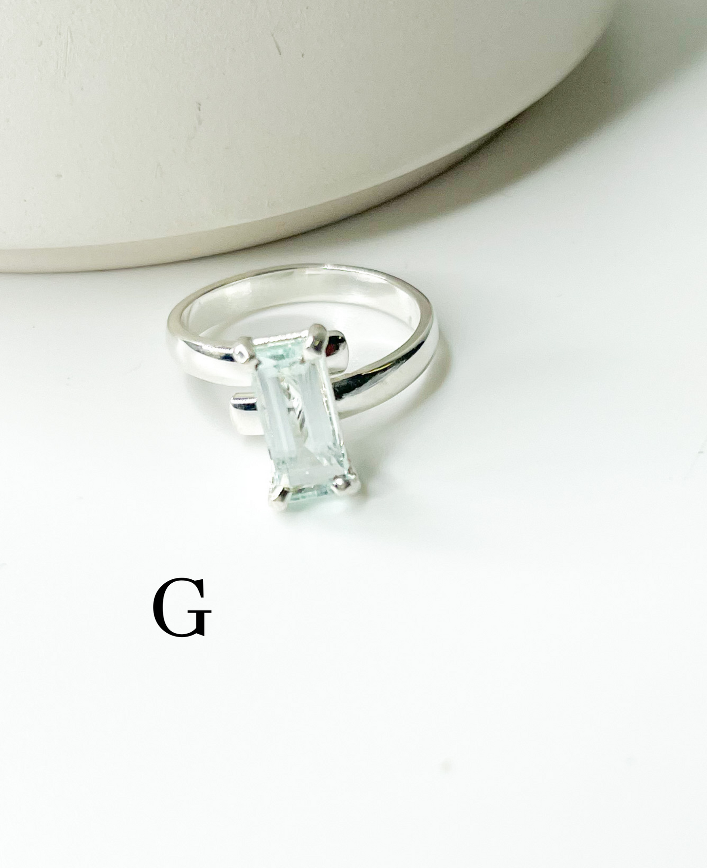 Certified Blue Aquamarine Prong Ring-Solid Sterling Silver