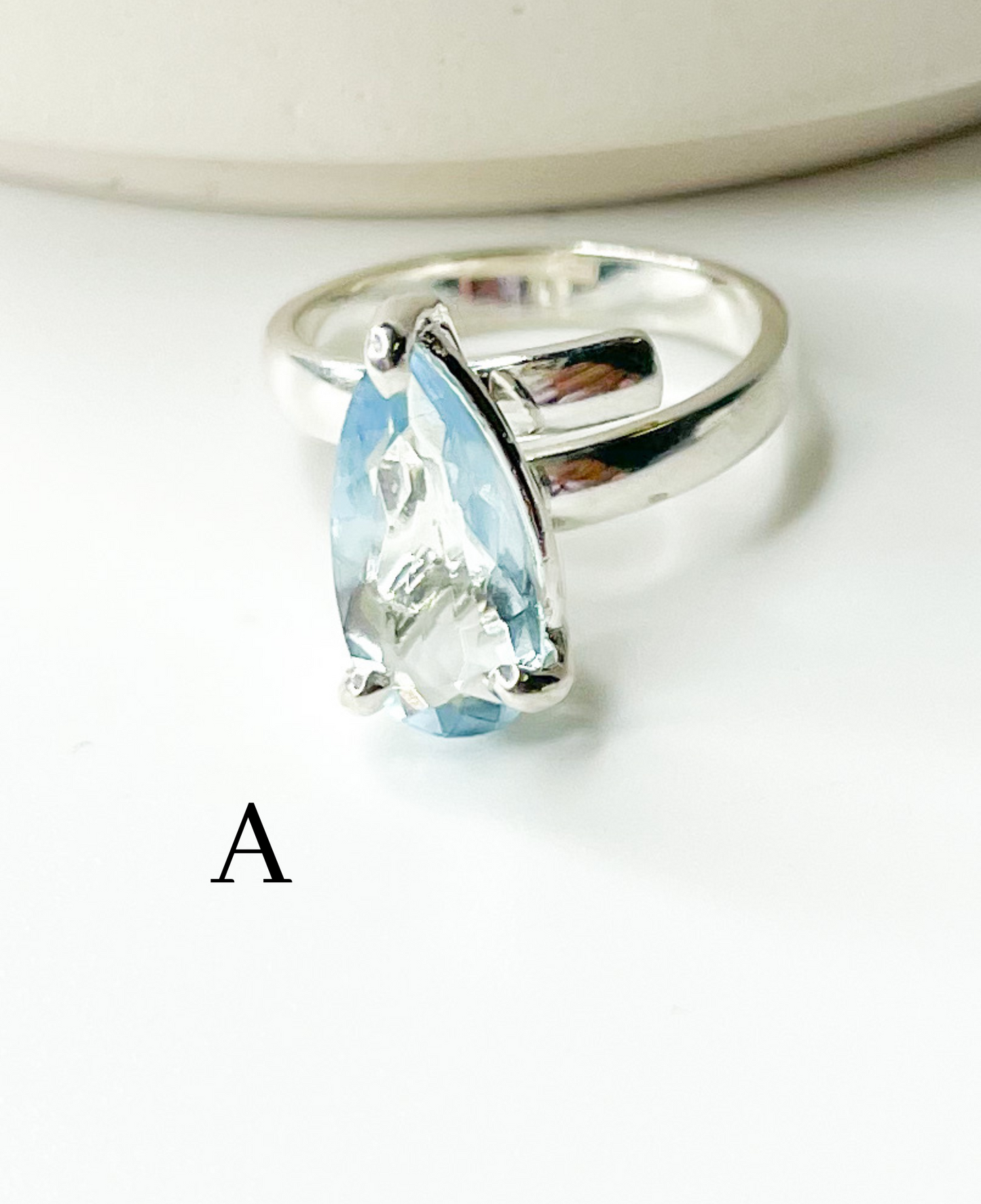 Certified Blue Aquamarine Prong Ring-Solid Sterling Silver