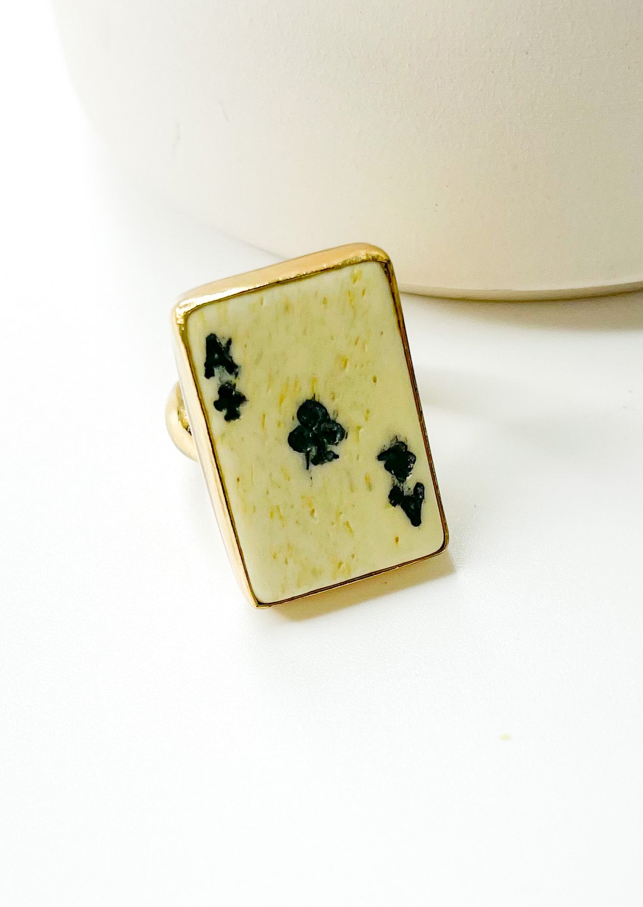 Dainty Ace Of Clubs Bone Card Ring - Alchemia