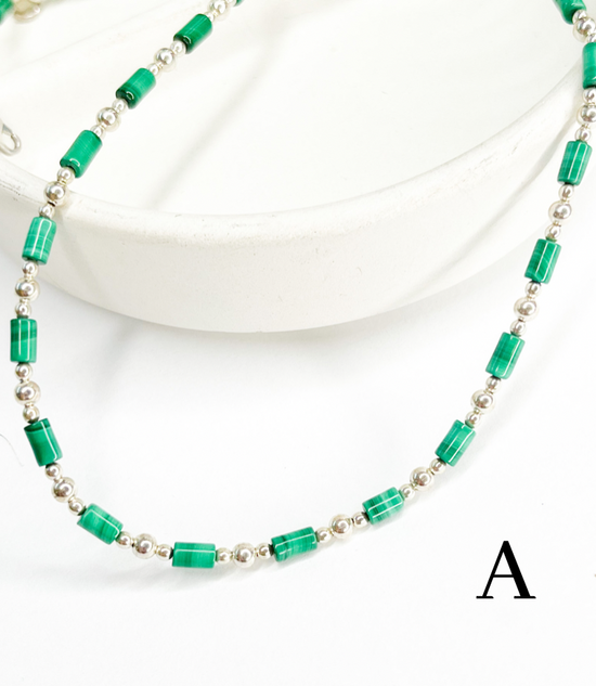 Malachite Necklace - Solid Sterling Silver