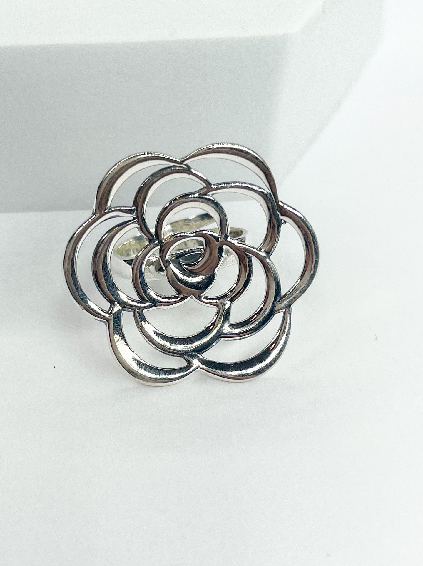 Filagree Flower Adjustable Ring - Solid Sterling Silver