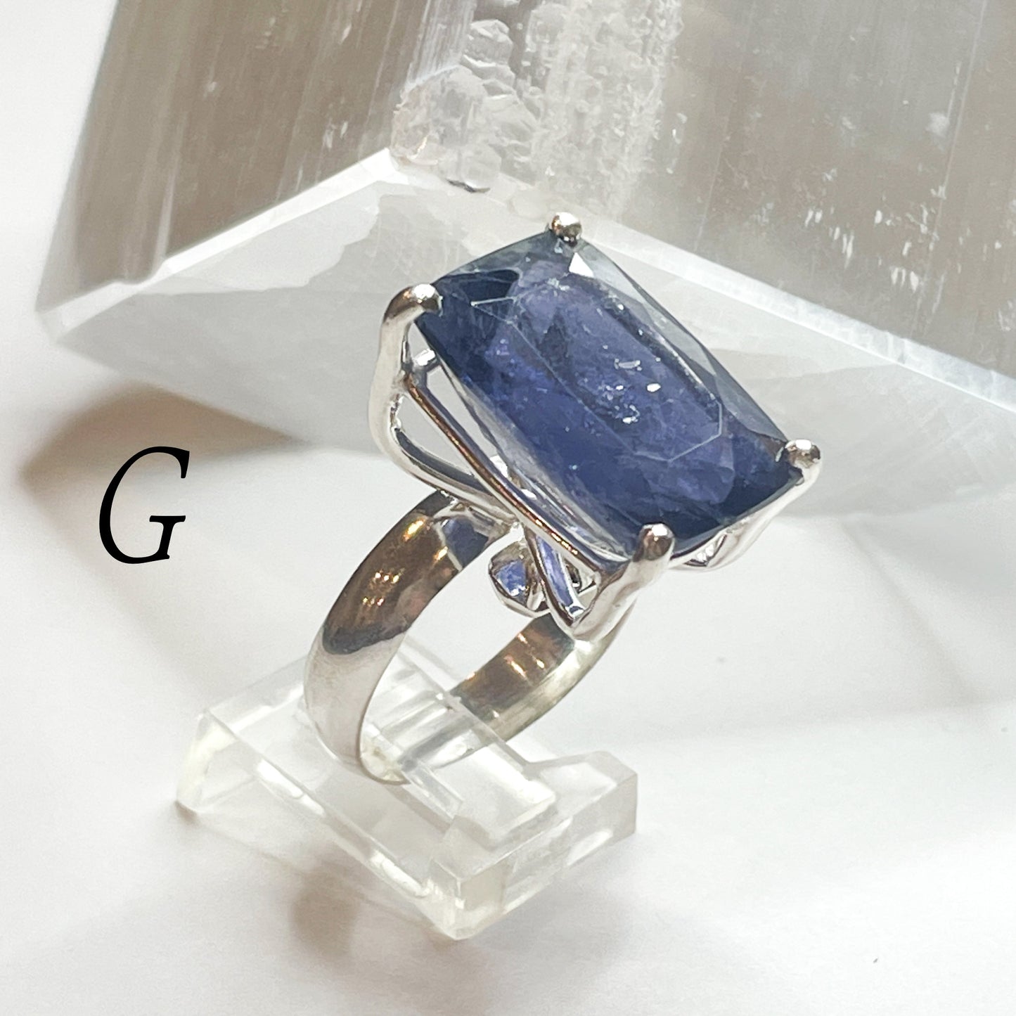 Iolite Prong Ring - Solid Sterling Silver