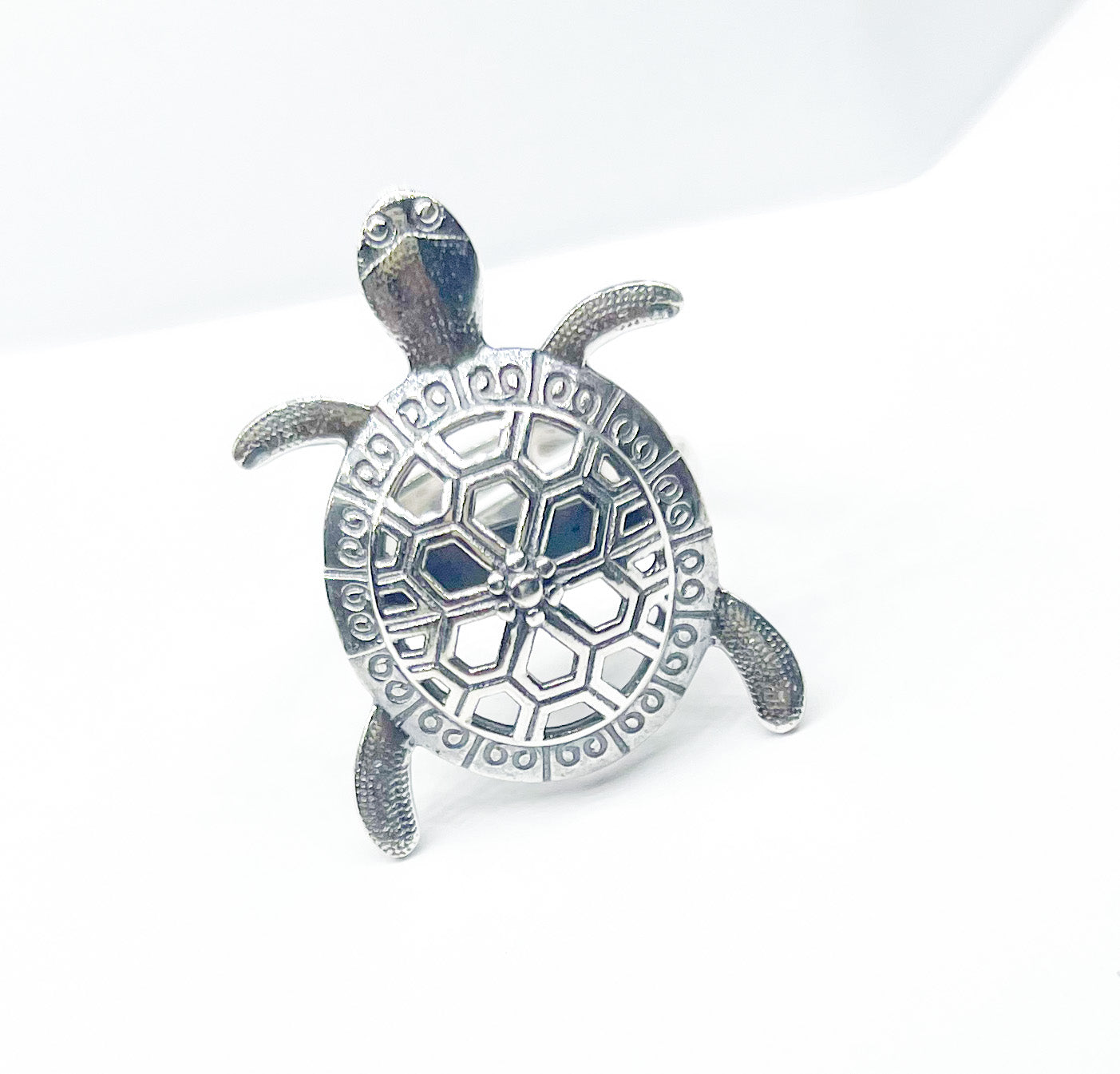 Turtle Adjustable Ring - Solid Sterling Silver