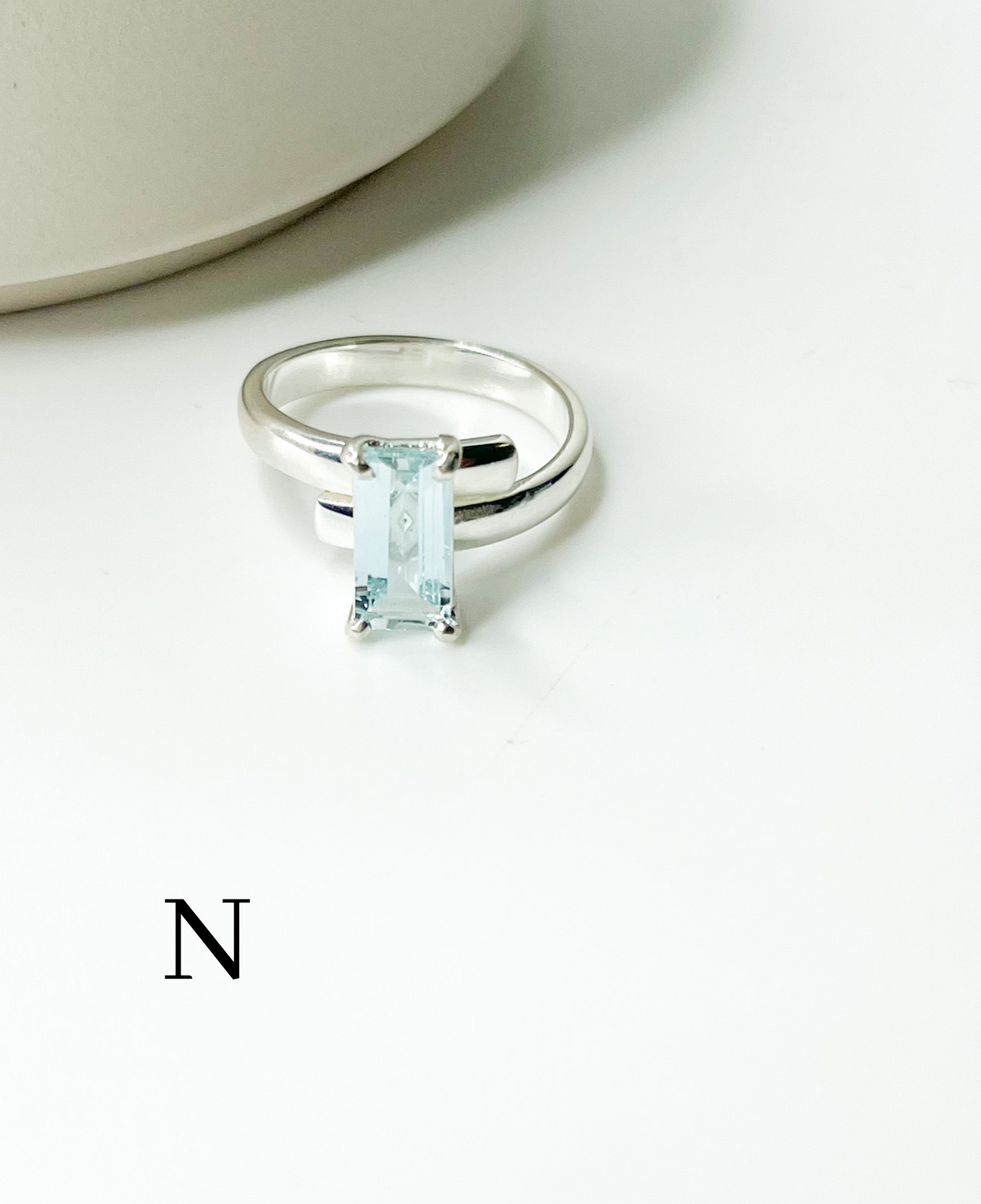 Certified Blue Aquamarine Prong Ring-Solid Sterling Silver