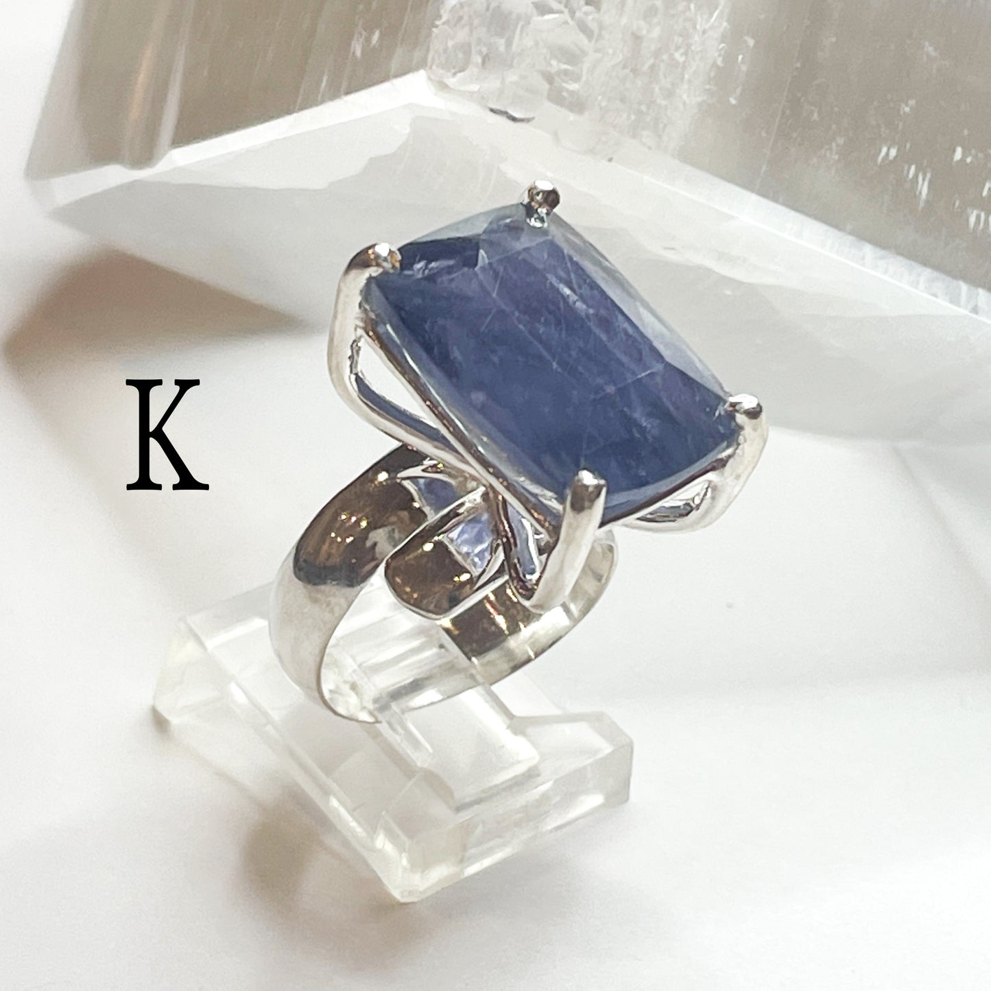 Iolite Prong Ring - Solid Sterling Silver