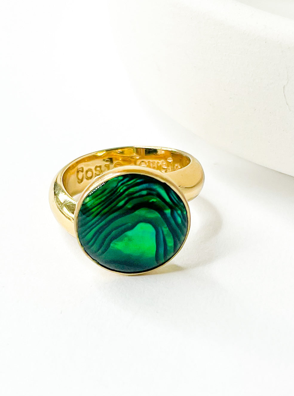 Green Abalone Polka Dot Ring - Alchemia