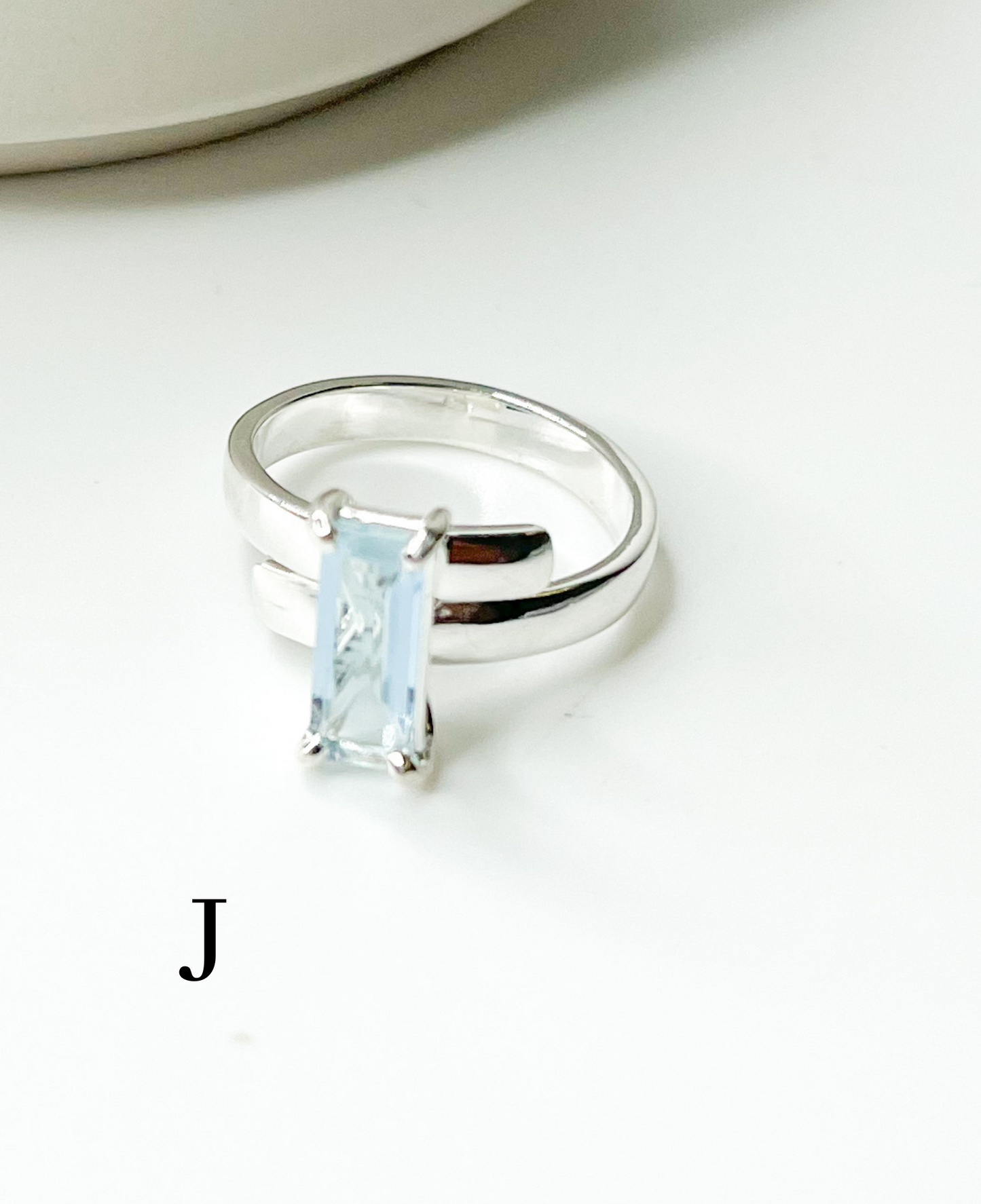 Certified Blue Aquamarine Prong Ring-Solid Sterling Silver