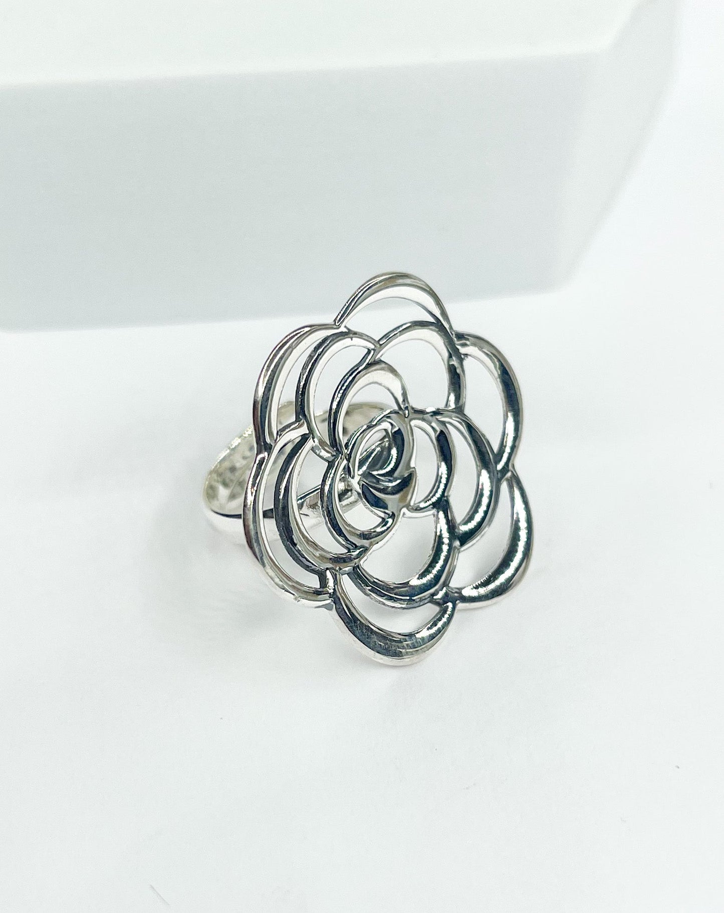 Filagree Flower Adjustable Ring - Solid Sterling Silver