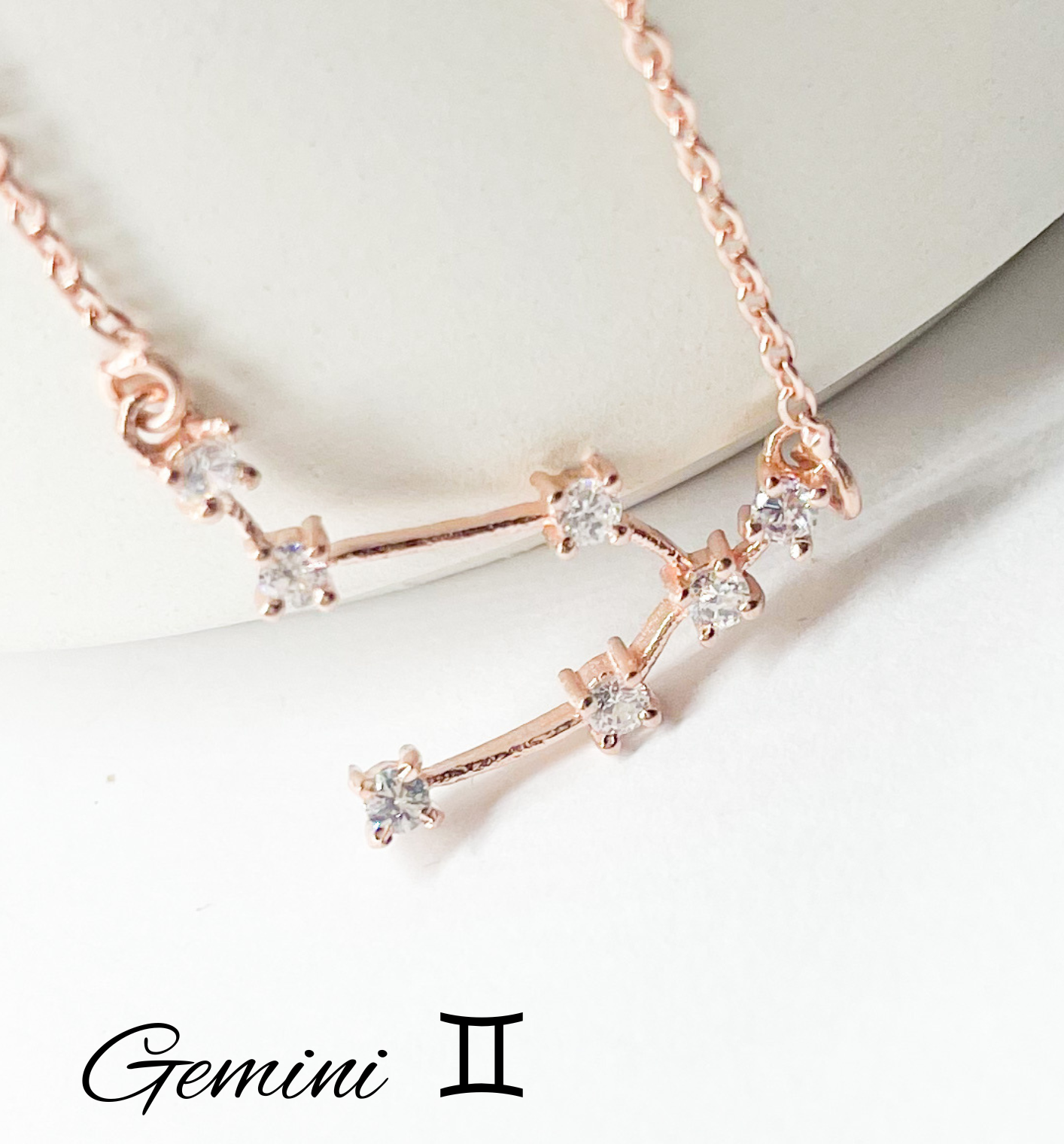 Gemini Zodiac Necklace - Rose