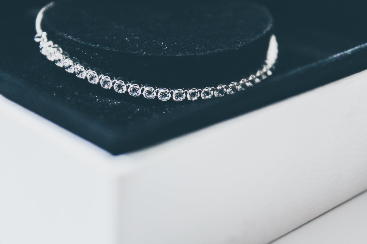 silver and black beaded necklace
