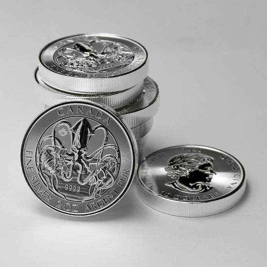 silver and gold round coins