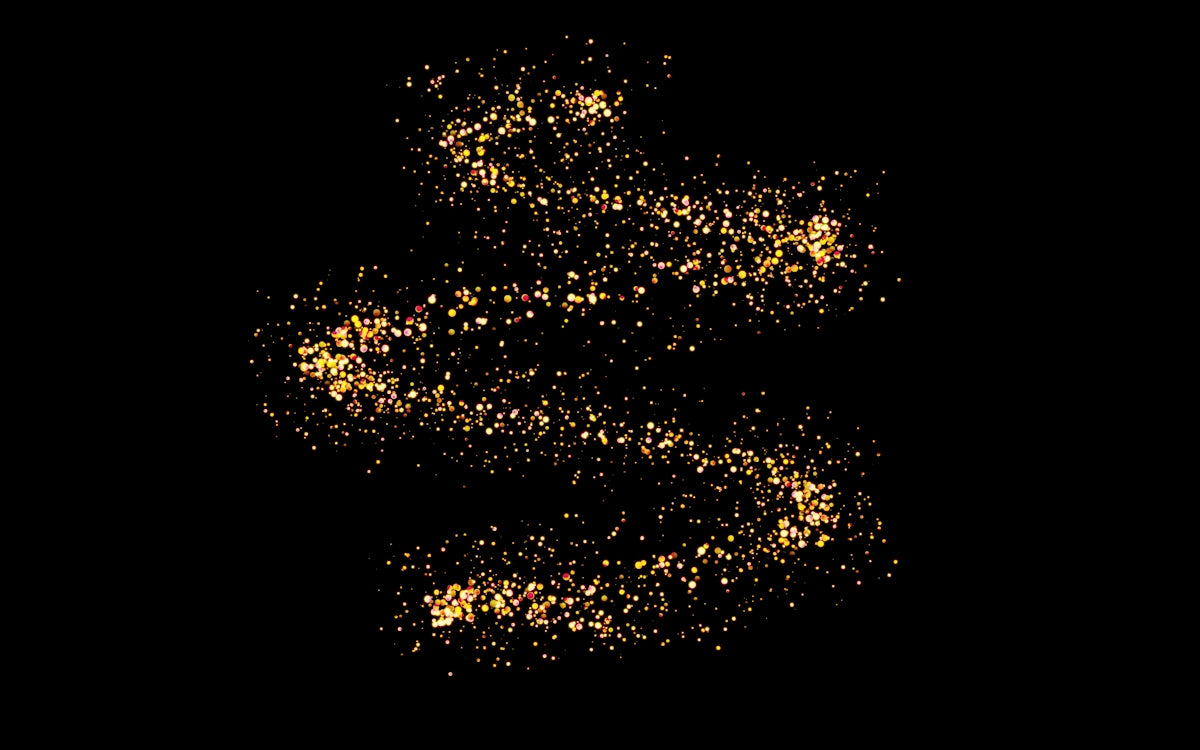 a black background with a swirl of gold glitter