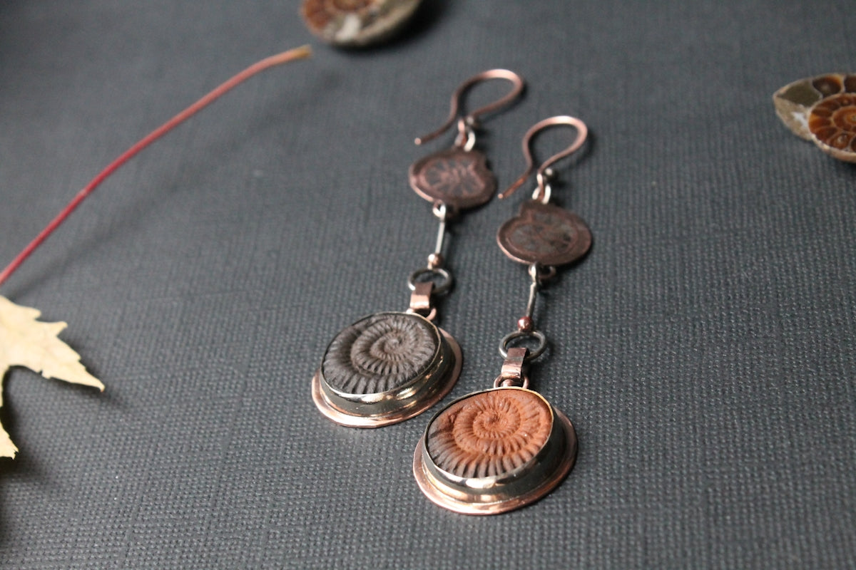 a pair of earrings sitting on top of a table